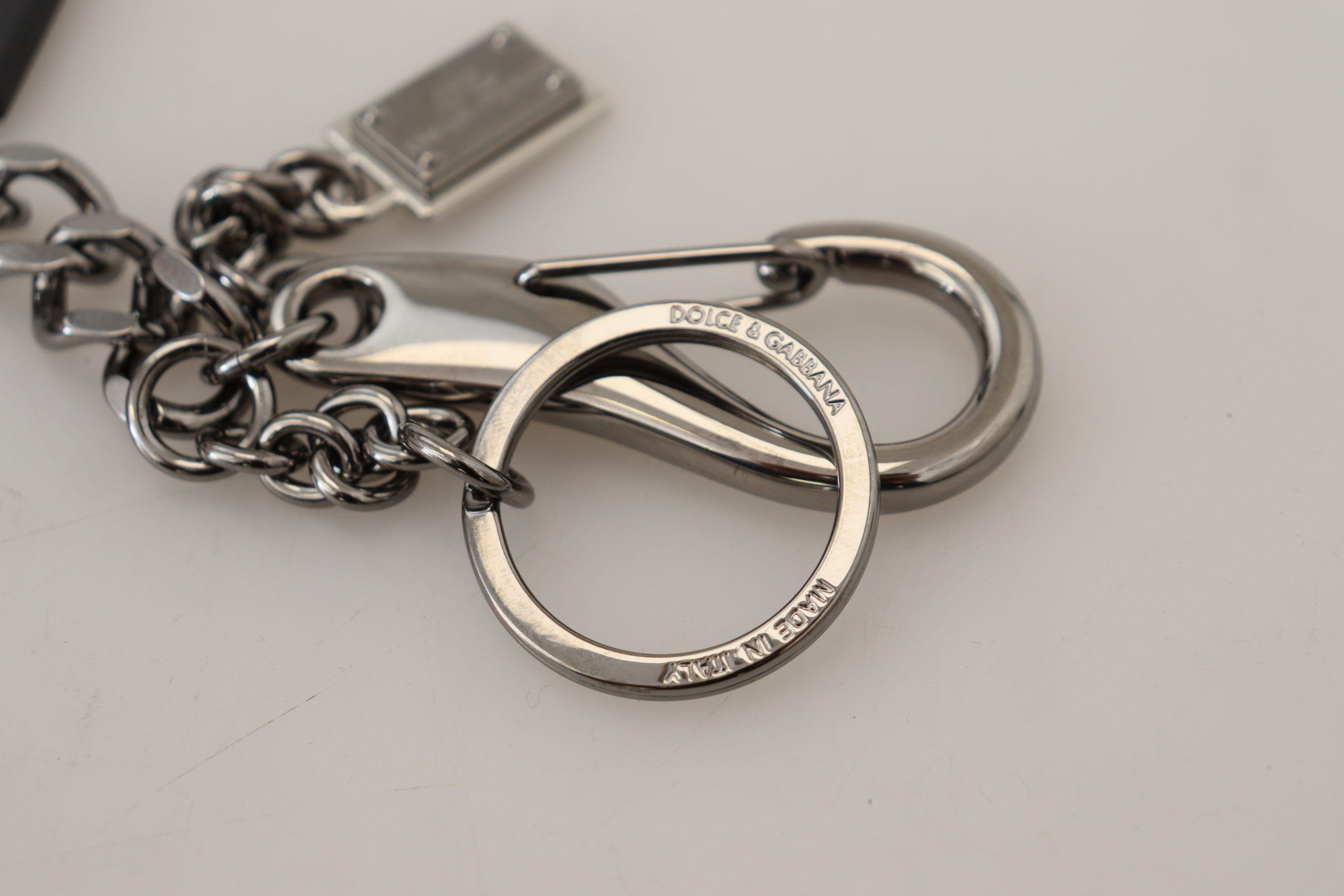 Black Prince Studs Logo Silver Brass Men's Keychain - Dolce & Gabbana - Modalova