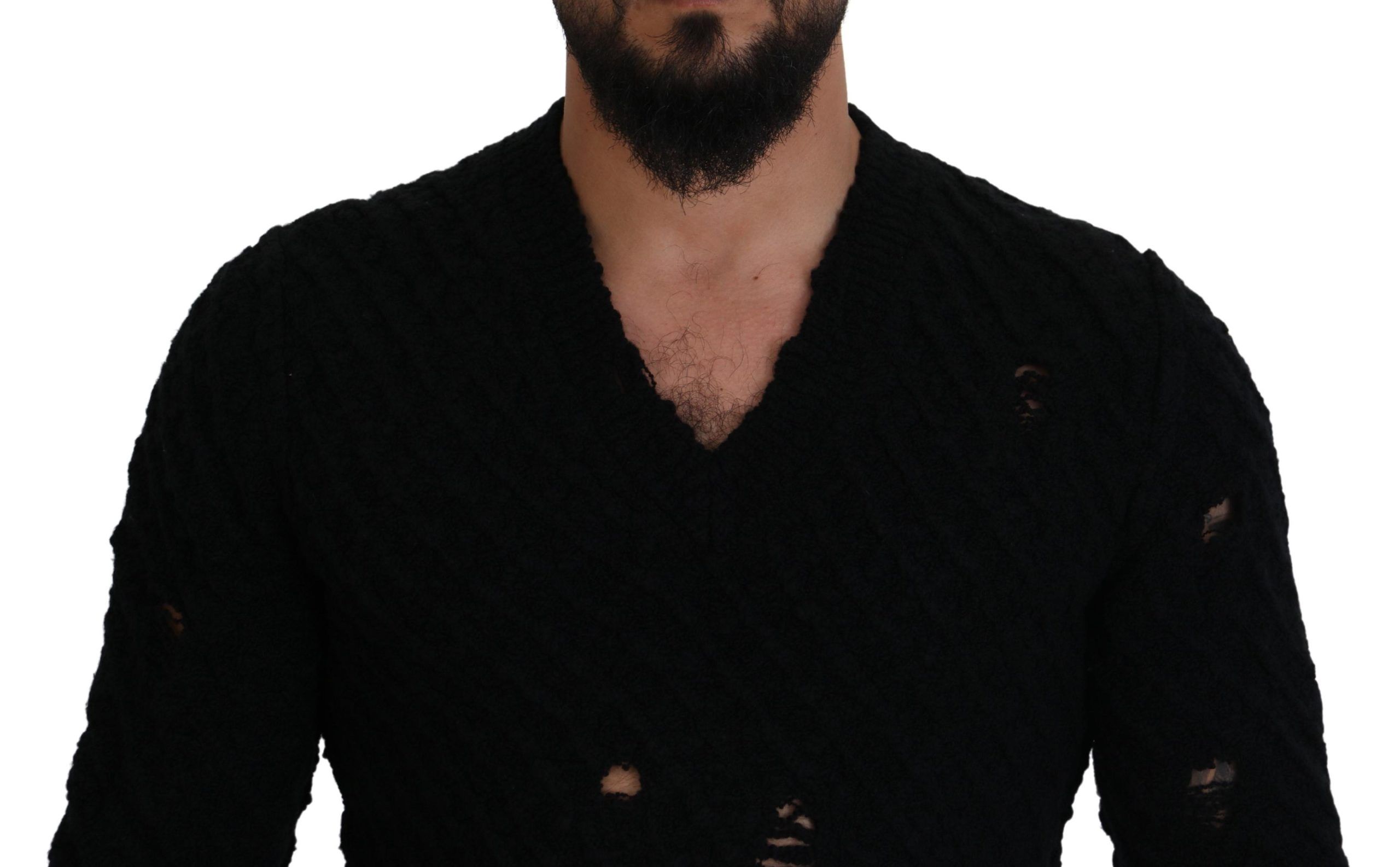 Wool V-neck Knitted Pullover Men's Sweater - Dolce & Gabbana - Modalova
