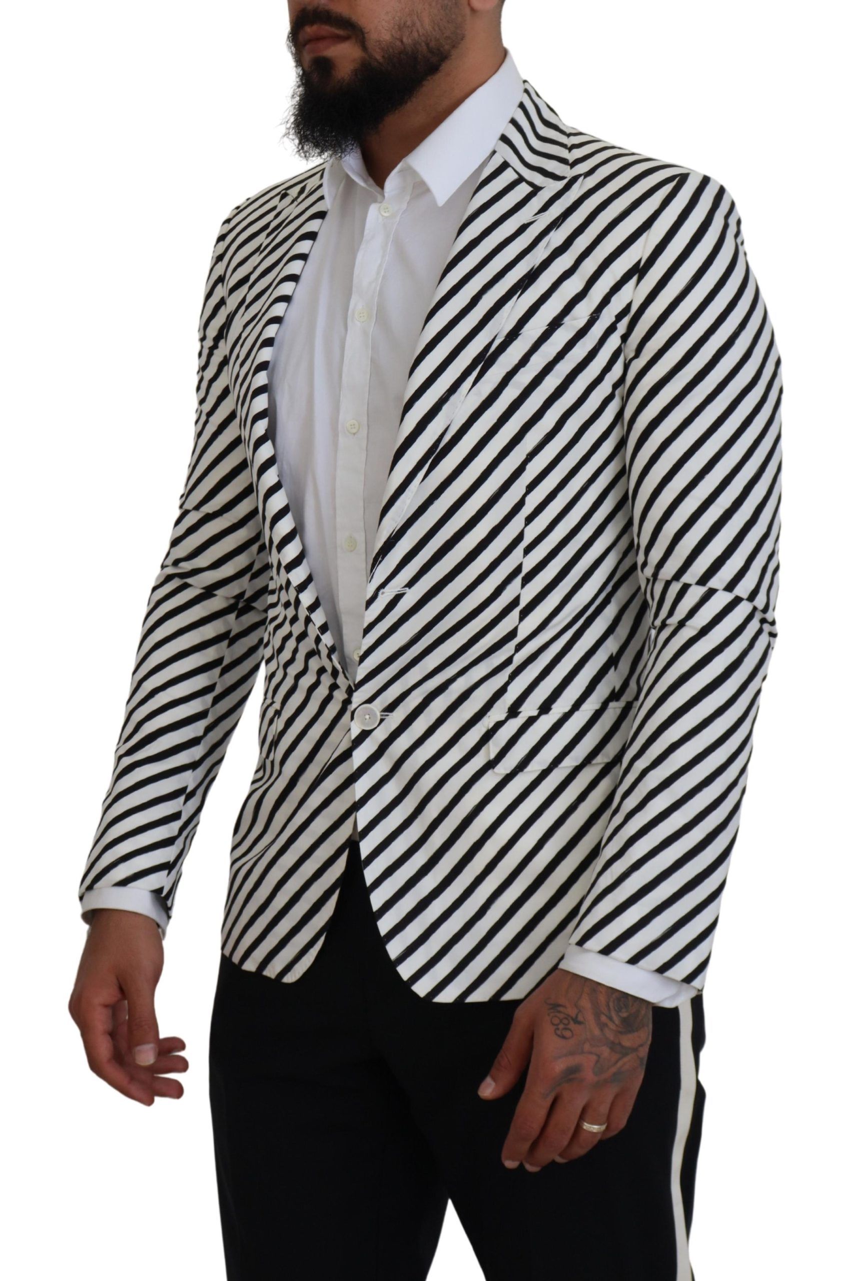 Black Striped Slim Fit Jacket Men's Blazer - Dolce & Gabbana - Modalova