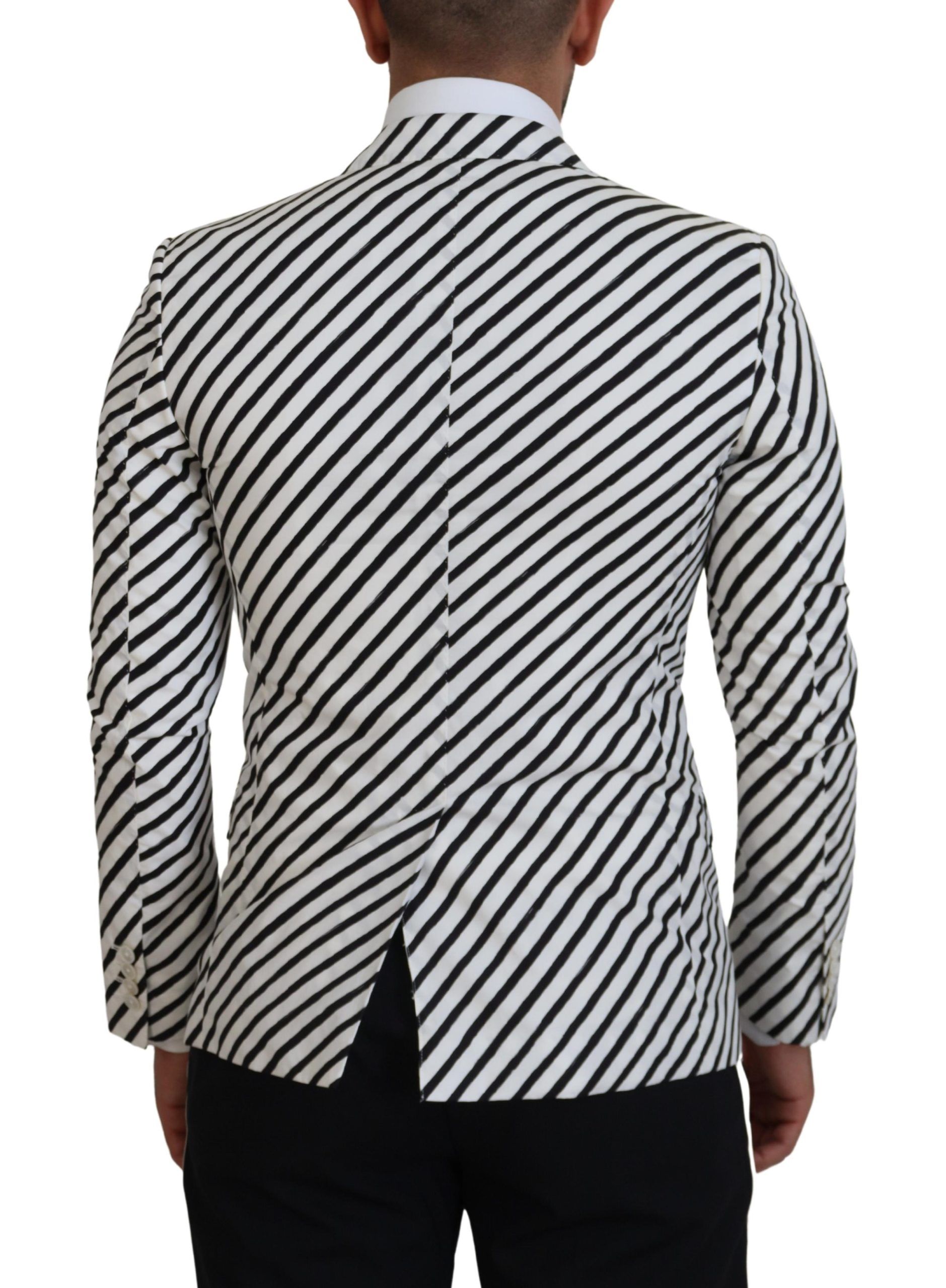 Black Striped Slim Fit Jacket Men's Blazer - Dolce & Gabbana - Modalova