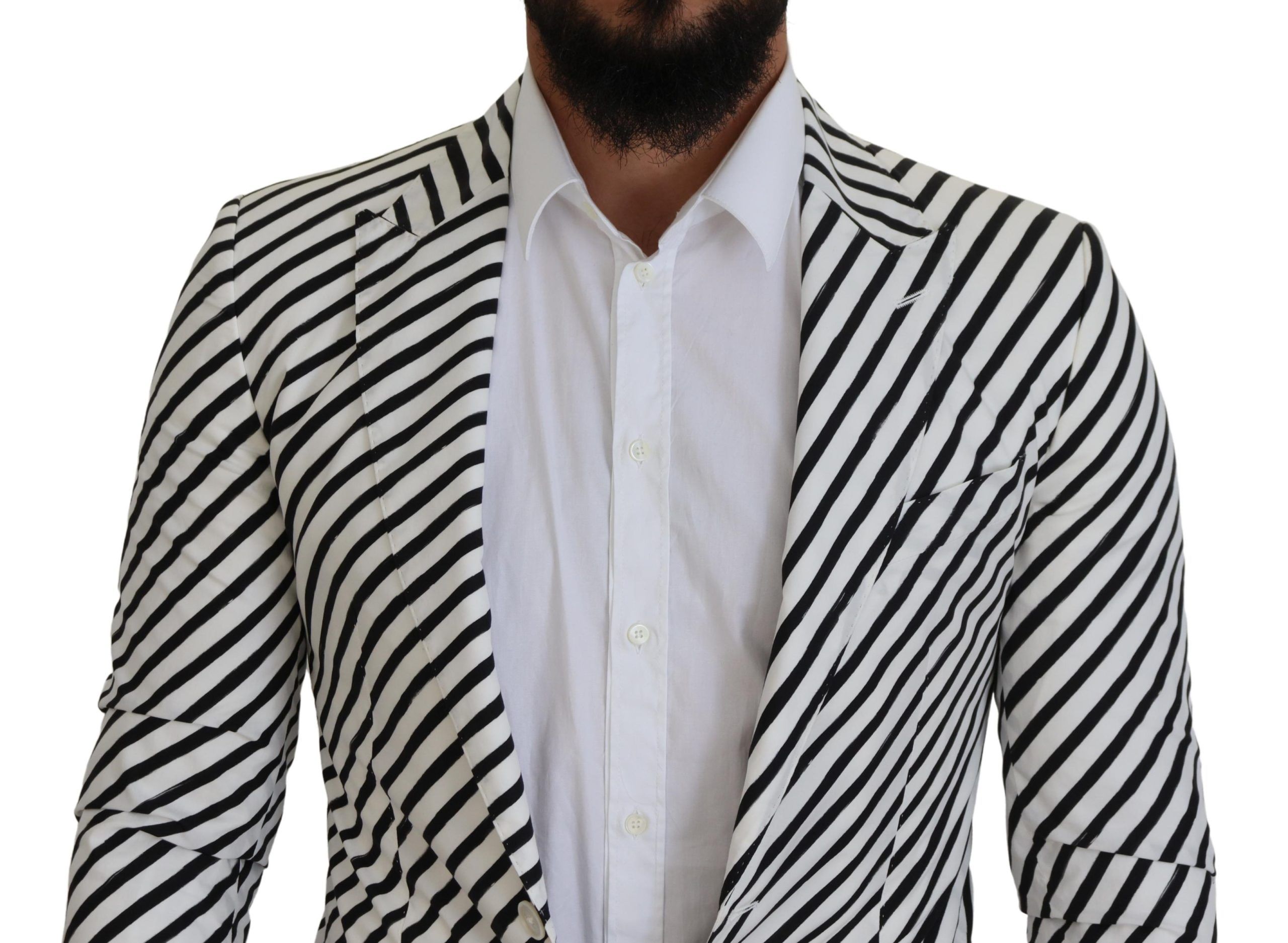 Black Striped Slim Fit Jacket Men's Blazer - Dolce & Gabbana - Modalova