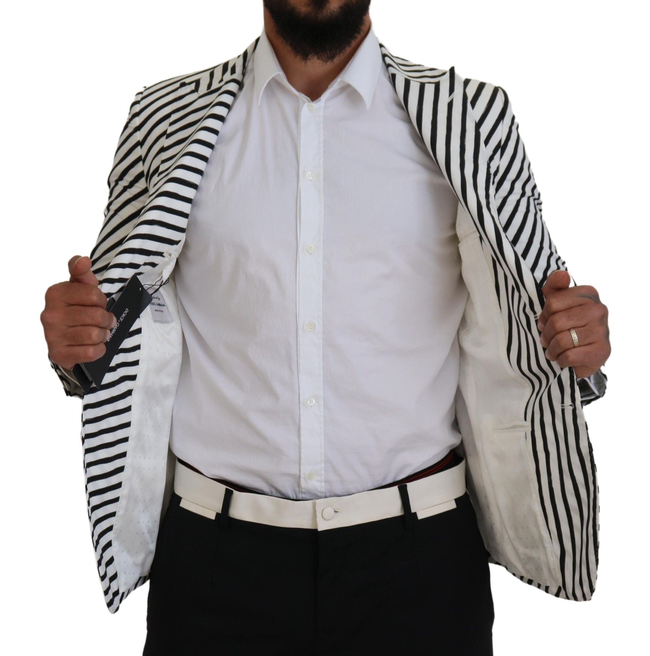Black Striped Slim Fit Jacket Men's Blazer - Dolce & Gabbana - Modalova