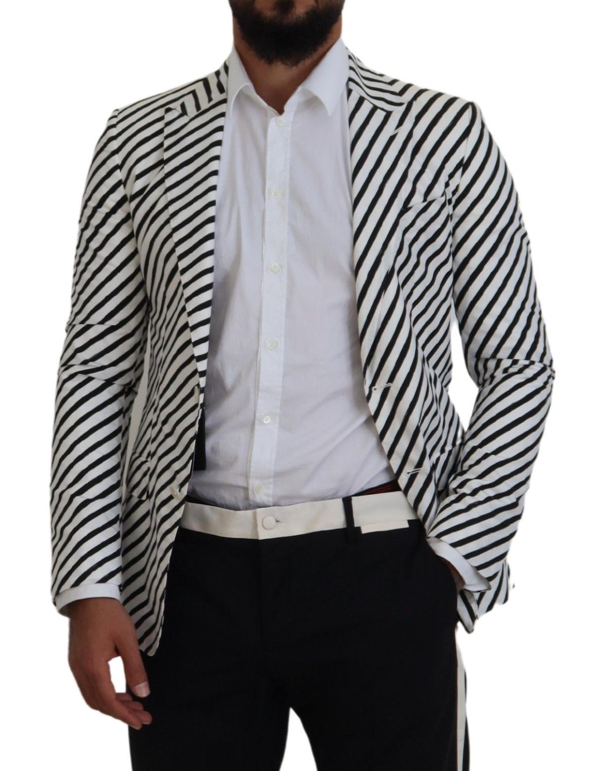 Black Striped Slim Fit Jacket Men's Blazer - Dolce & Gabbana - Modalova
