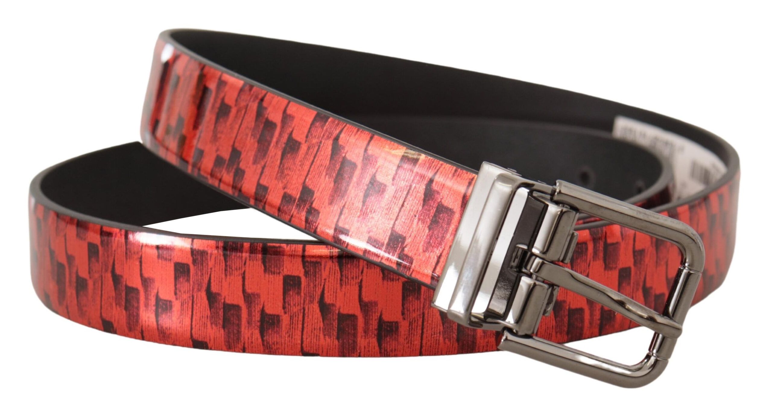 Herringbone Leather Gray Tone Buckle Men's Belt - Dolce & Gabbana - Modalova