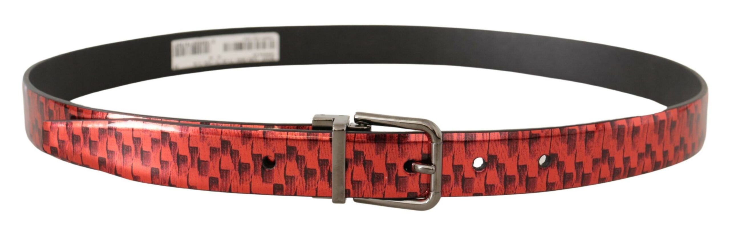 Herringbone Leather Gray Tone Buckle Men's Belt - Dolce & Gabbana - Modalova