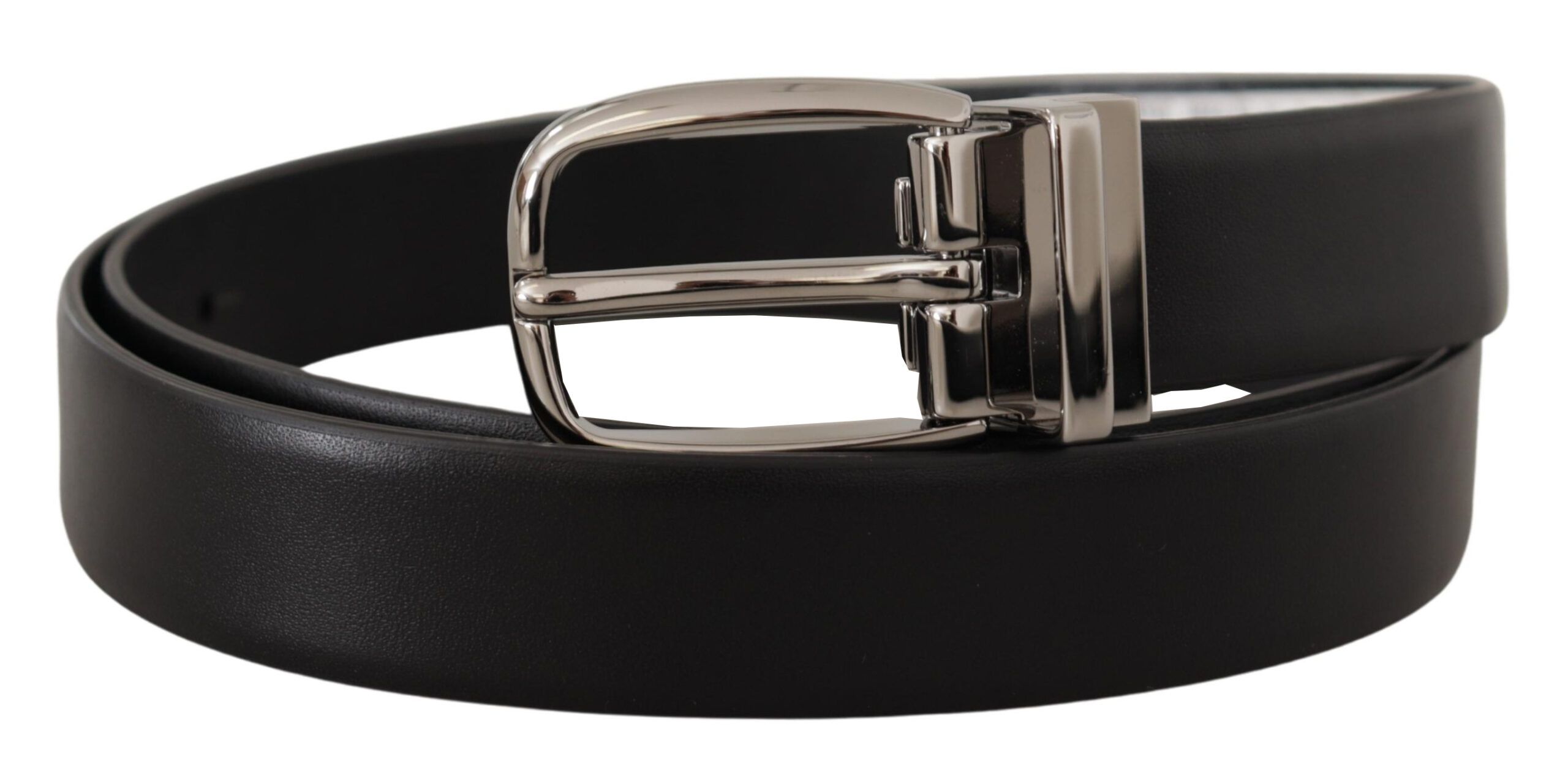 Leather Silver Metal Chrome Logo Buckle Men's Belt - Dolce & Gabbana - Modalova