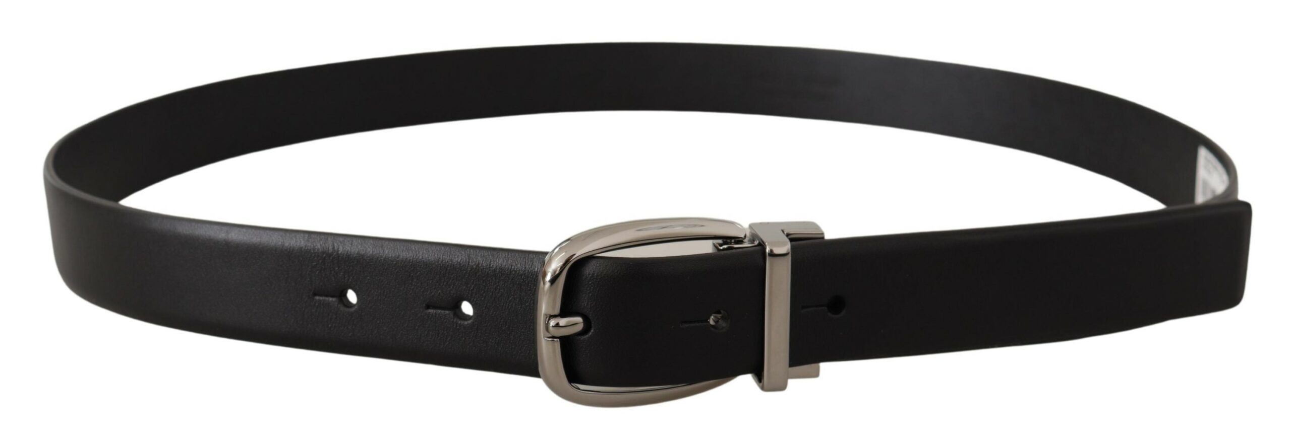Leather Silver Metal Chrome Logo Buckle Men's Belt - Dolce & Gabbana - Modalova