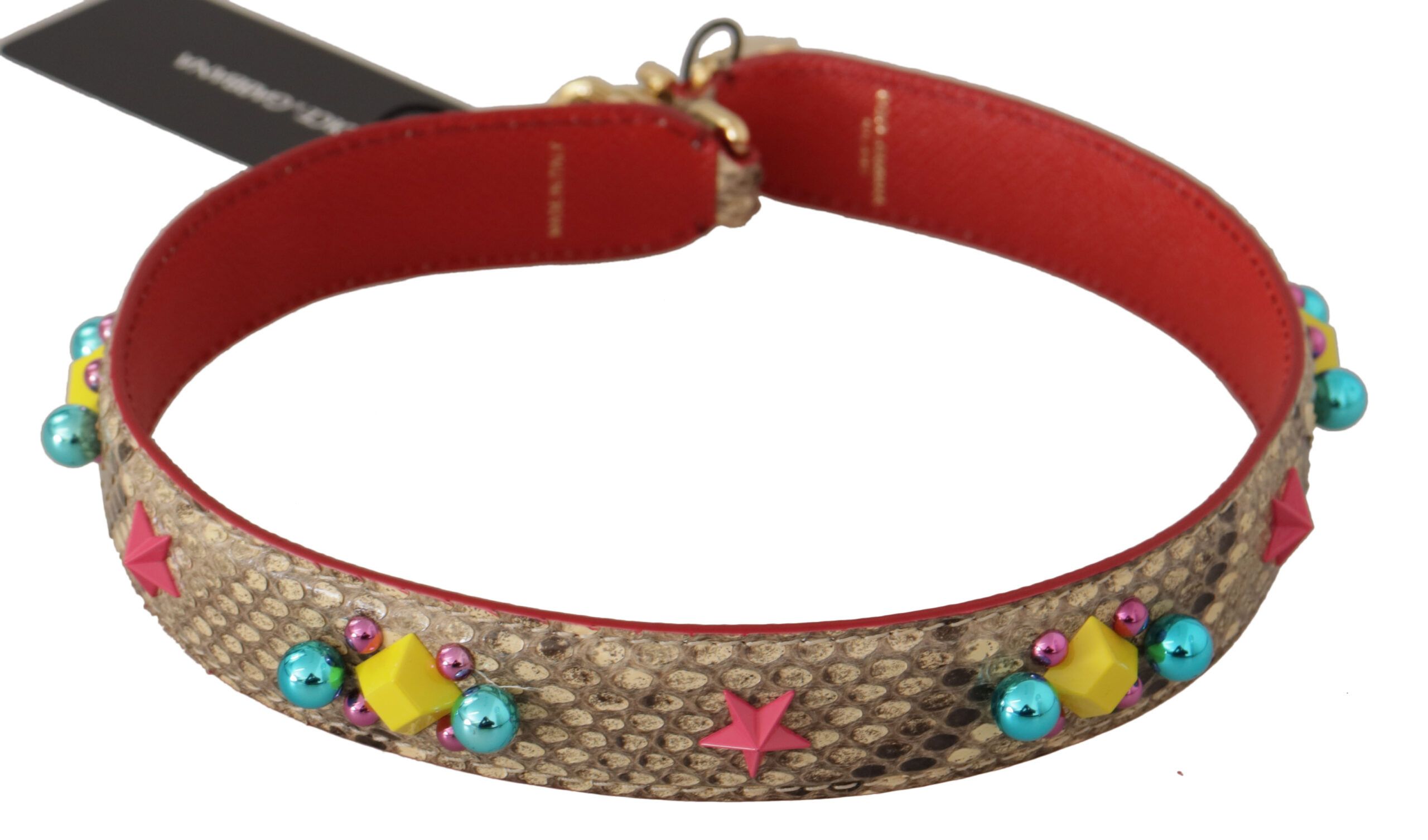 Python Leather Crystals Shoulder Women's Strap - Dolce & Gabbana - Modalova