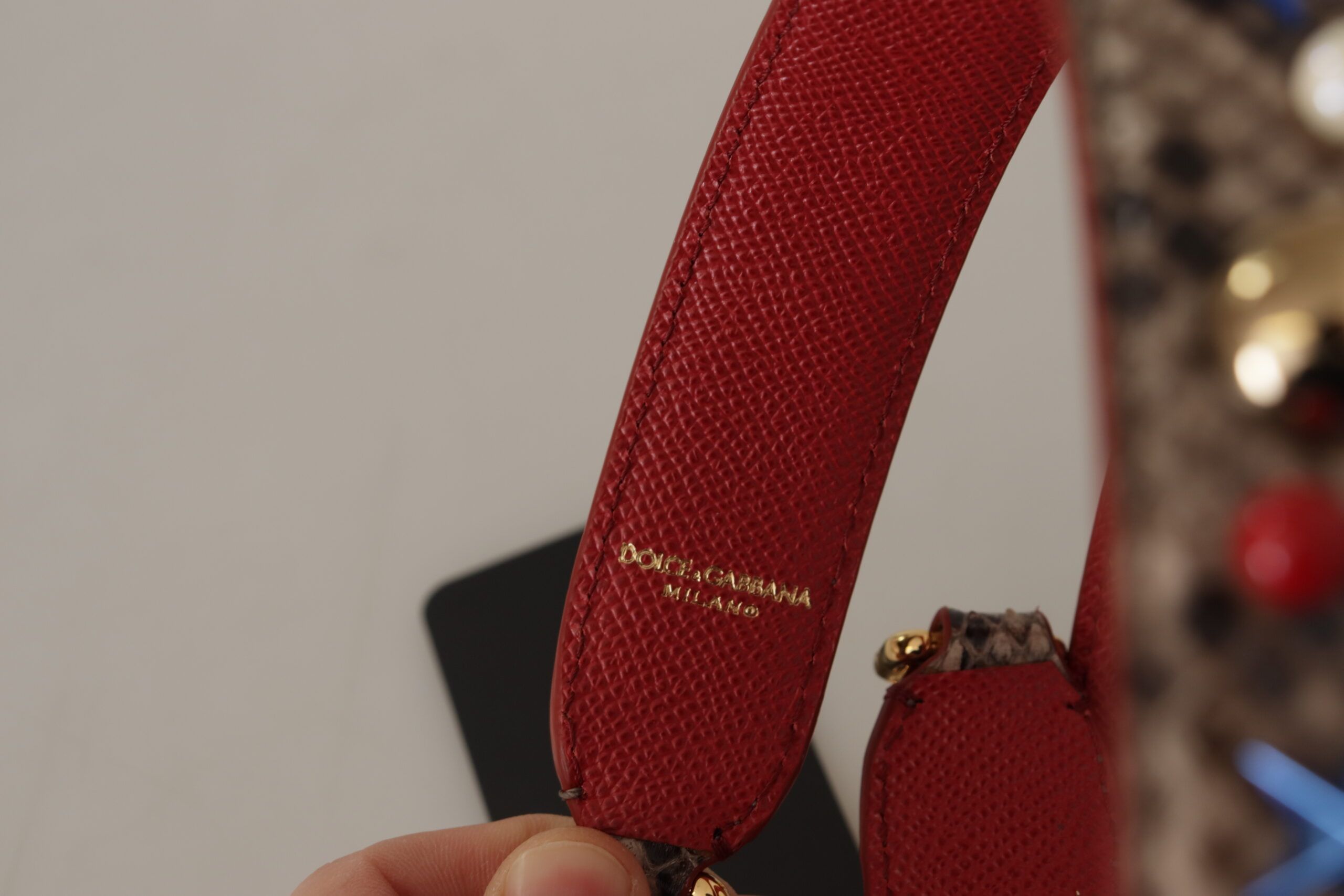 Python Leather Studded Shoulder Women's Strap - Dolce & Gabbana - Modalova