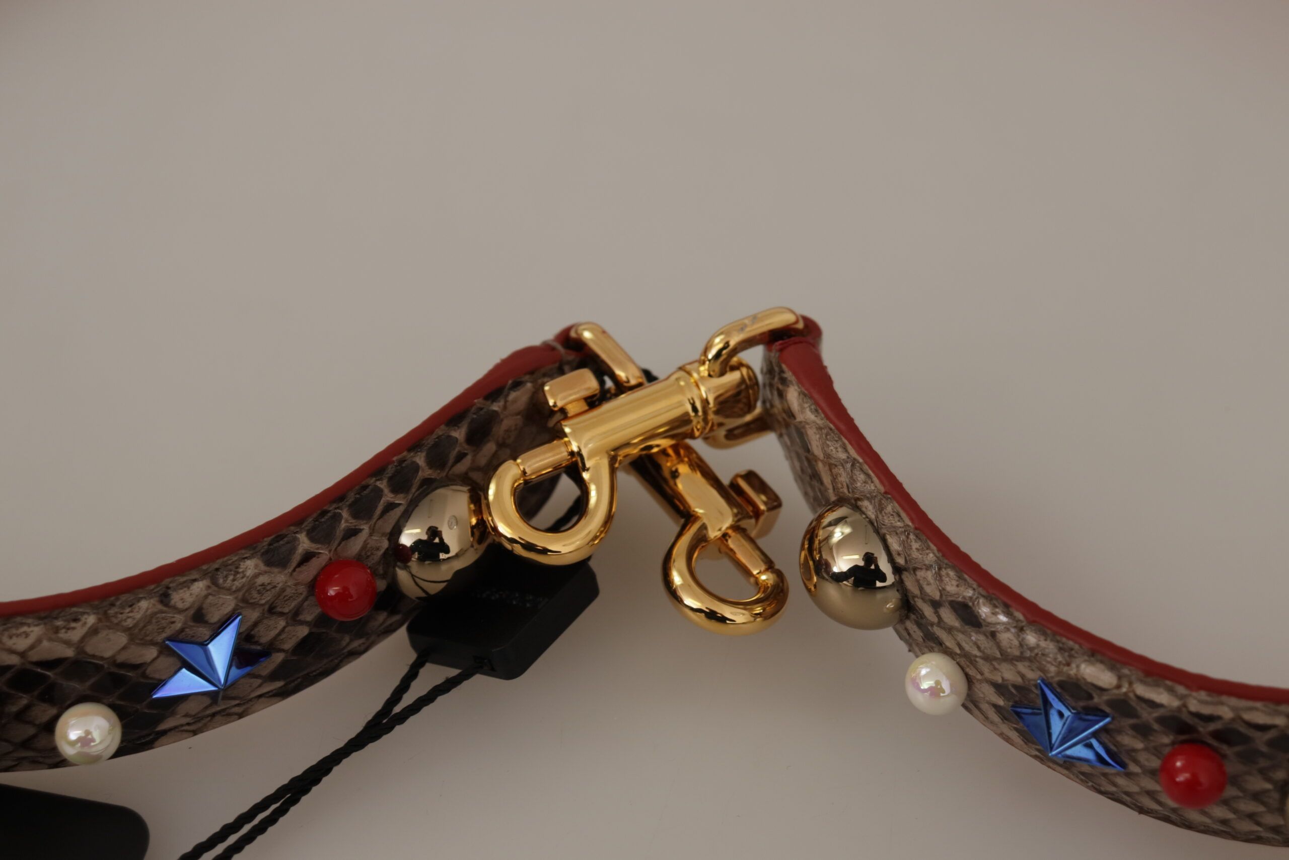 Python Leather Studded Shoulder Women's Strap - Dolce & Gabbana - Modalova