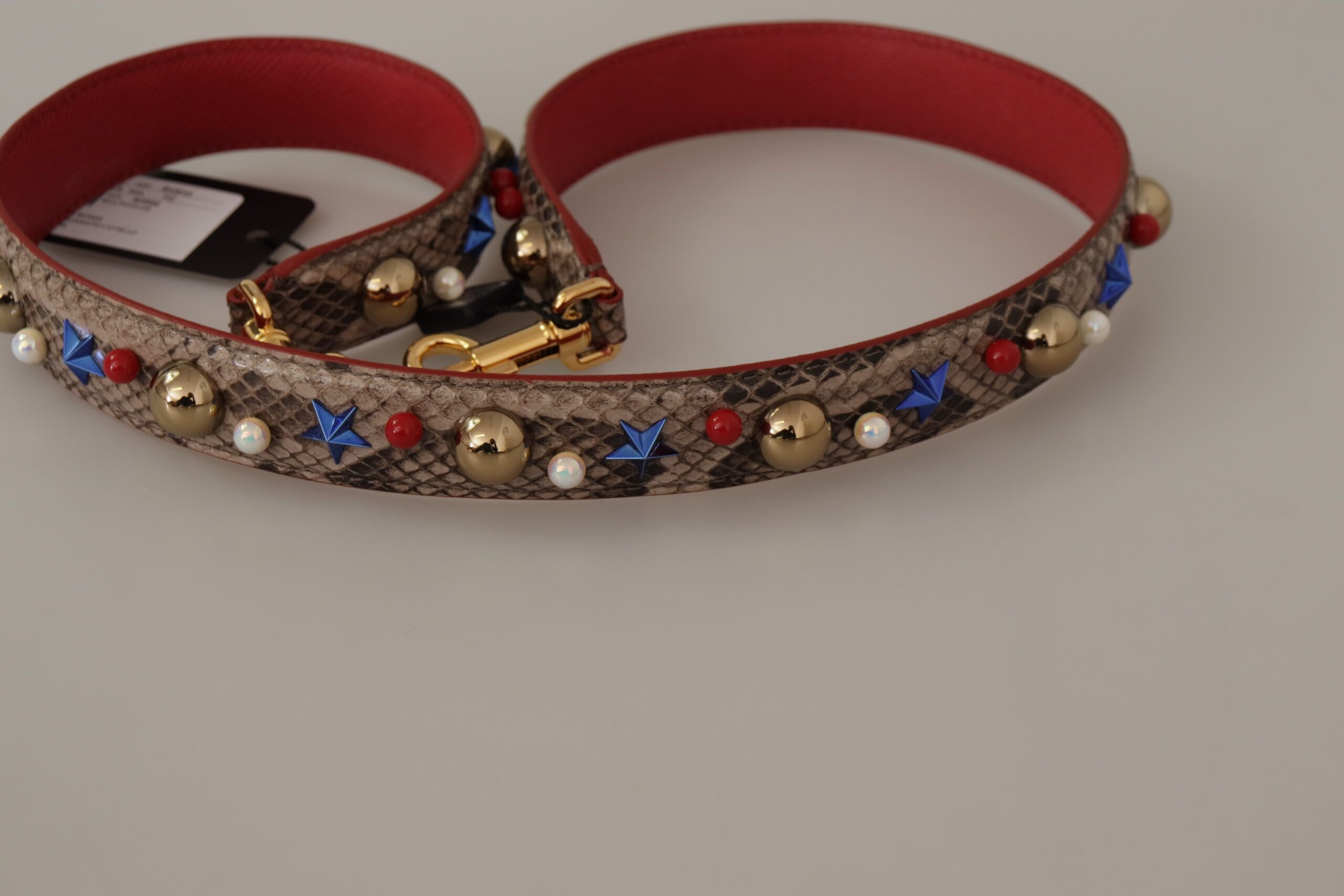 Python Leather Studded Shoulder Women's Strap - Dolce & Gabbana - Modalova