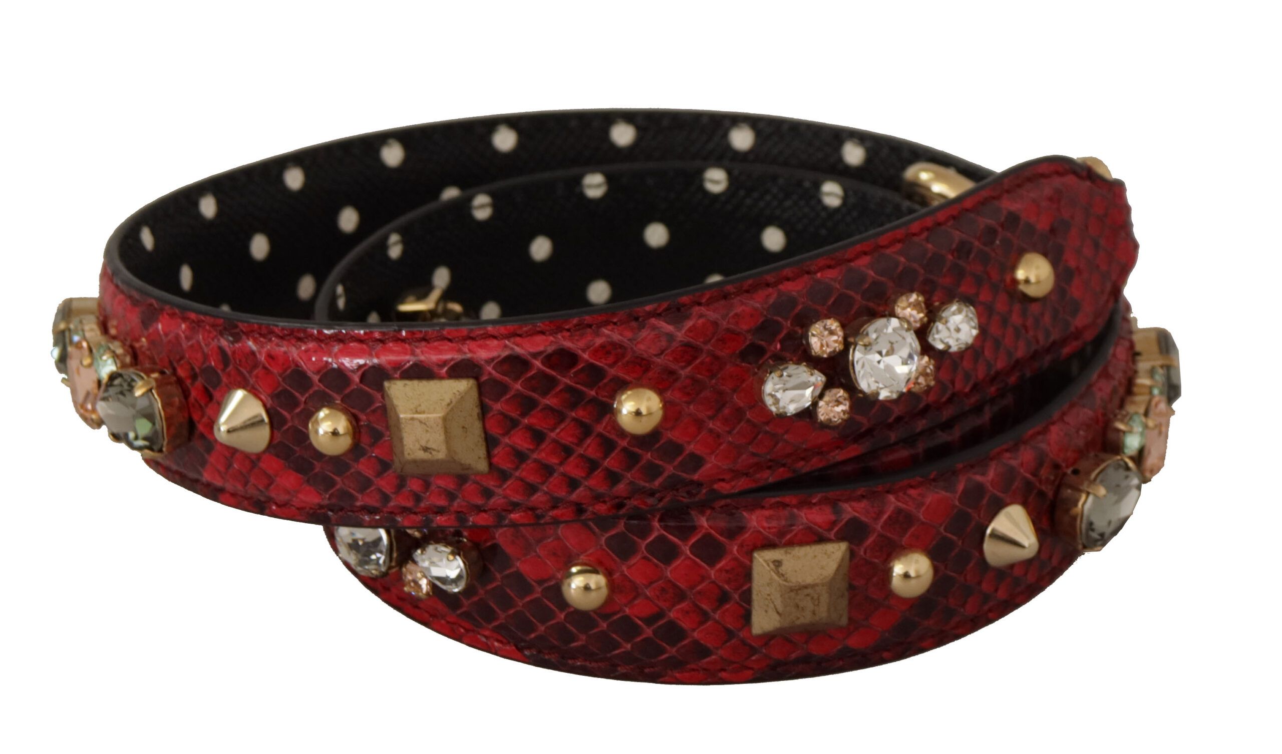 Python Leather Crystals Reversible Shoulder Women's Strap - Dolce & Gabbana - Modalova