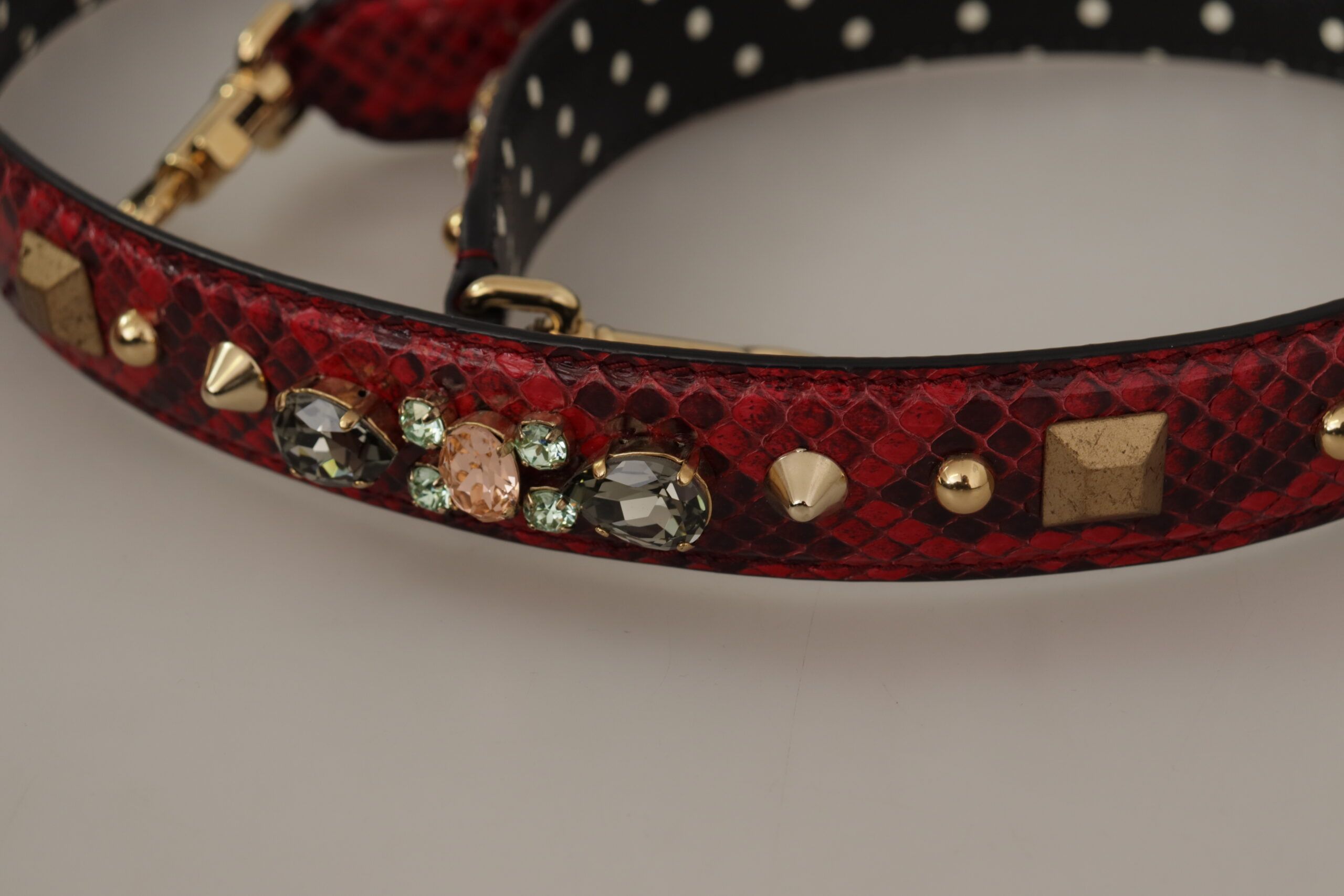 Python Leather Crystals Reversible Shoulder Women's Strap - Dolce & Gabbana - Modalova