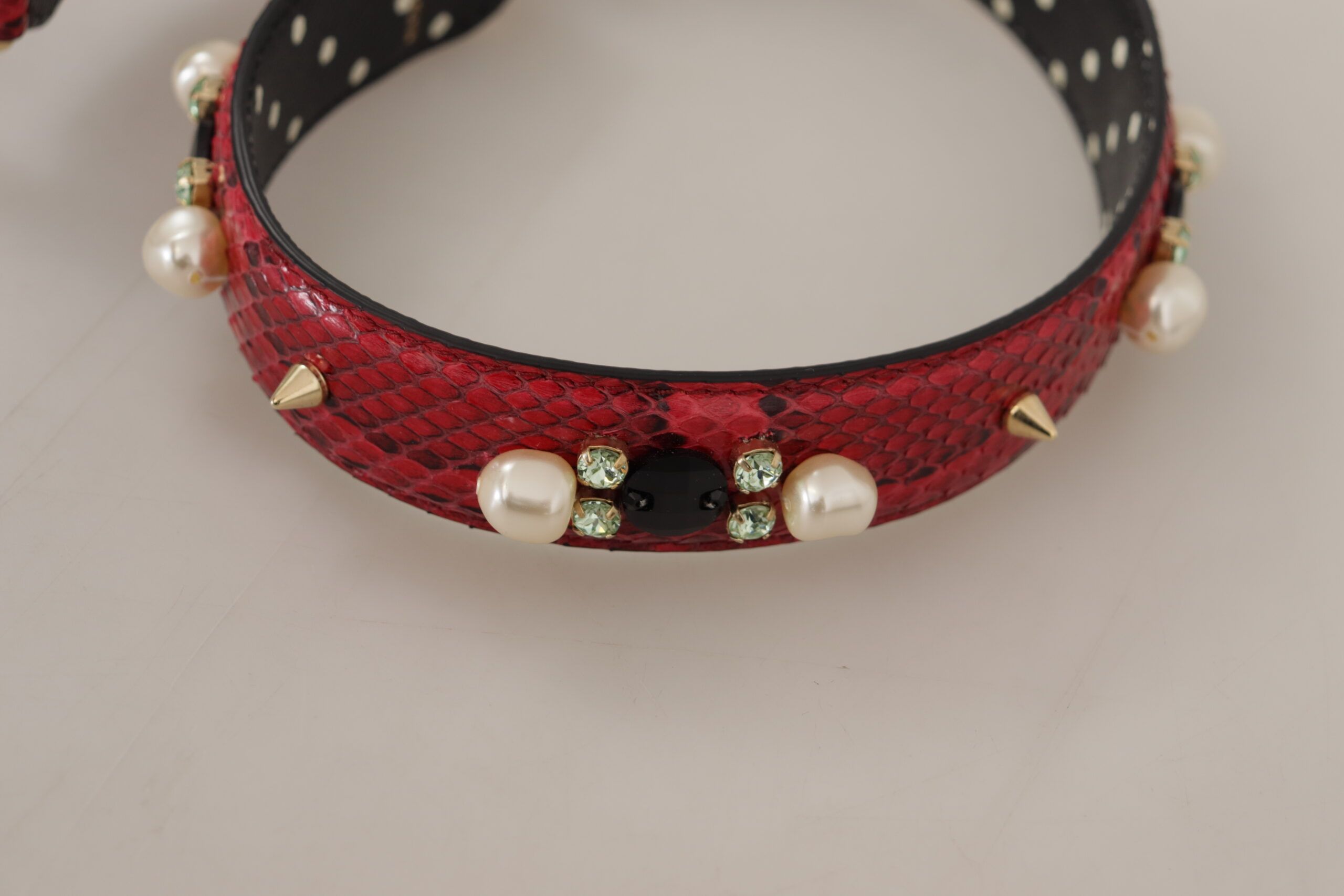 Python Leather Crystals Reversible Shoulder Women's Strap - Dolce & Gabbana - Modalova