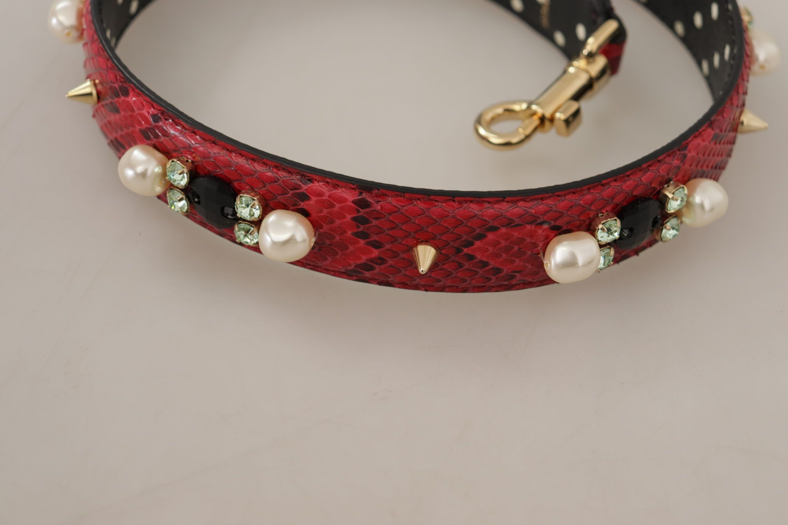 Python Leather Crystals Reversible Shoulder Women's Strap - Dolce & Gabbana - Modalova
