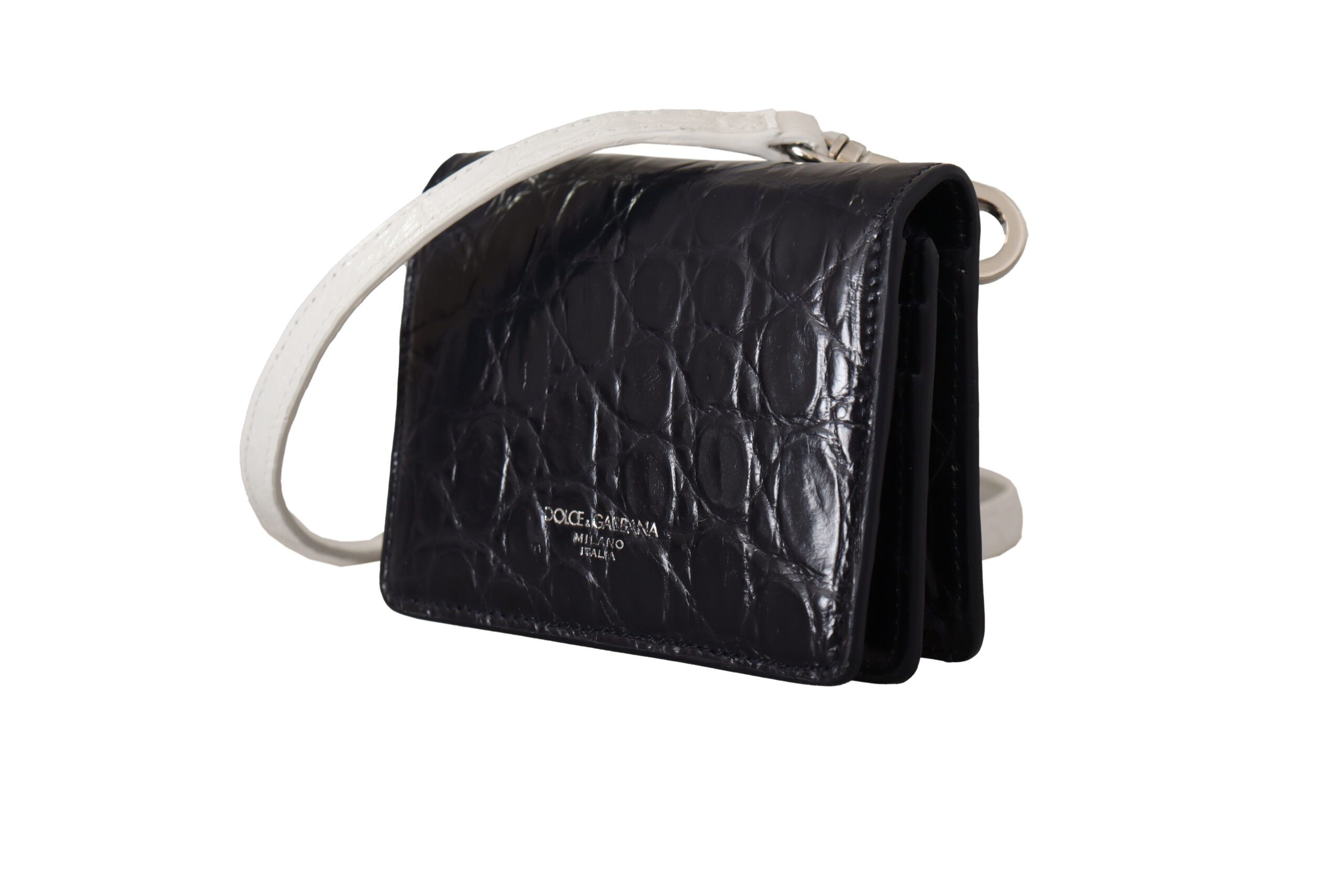 White Caiman Leather Strap Card Holder Men's Wallet - Dolce & Gabbana - Modalova