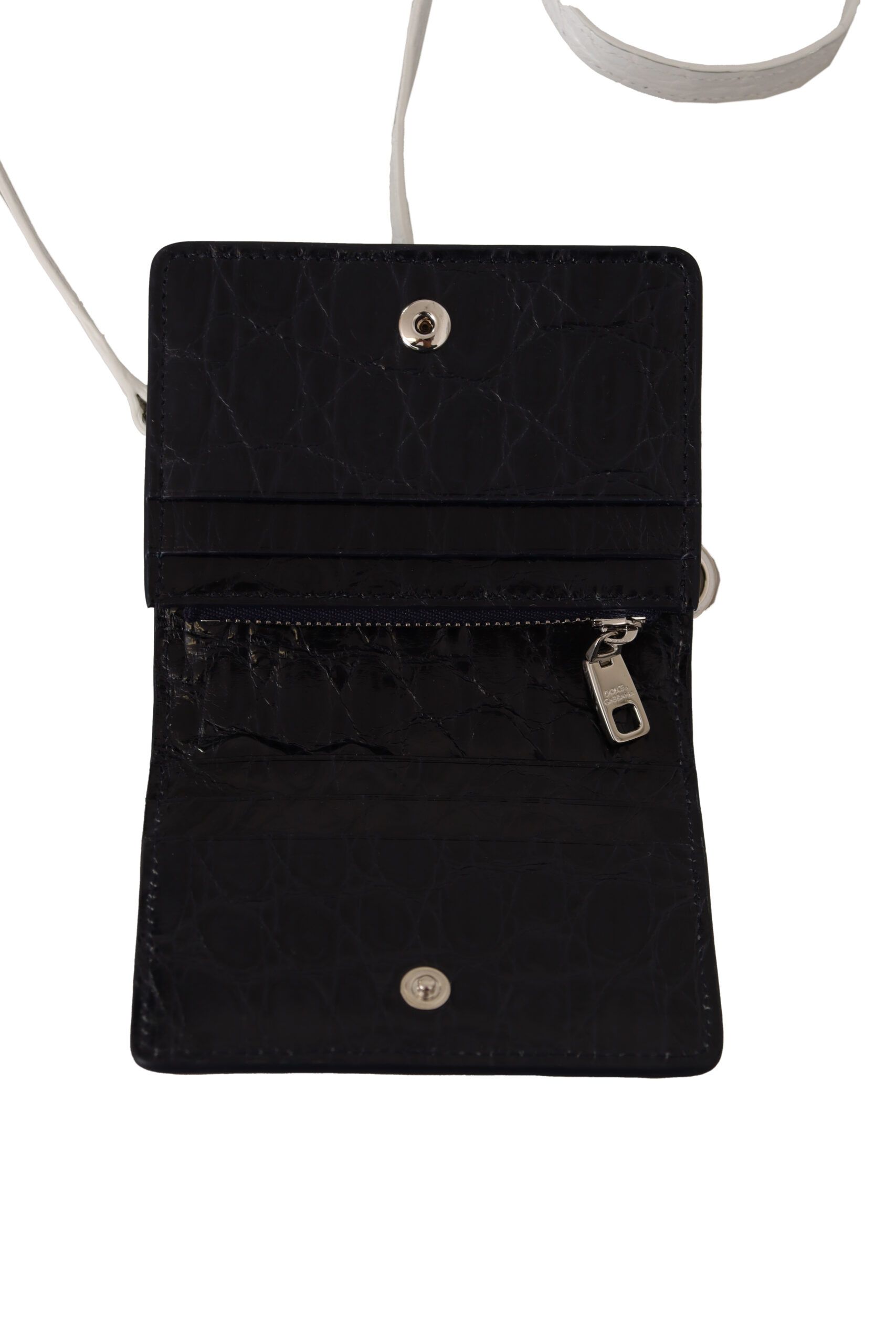 White Caiman Leather Strap Card Holder Men's Wallet - Dolce & Gabbana - Modalova