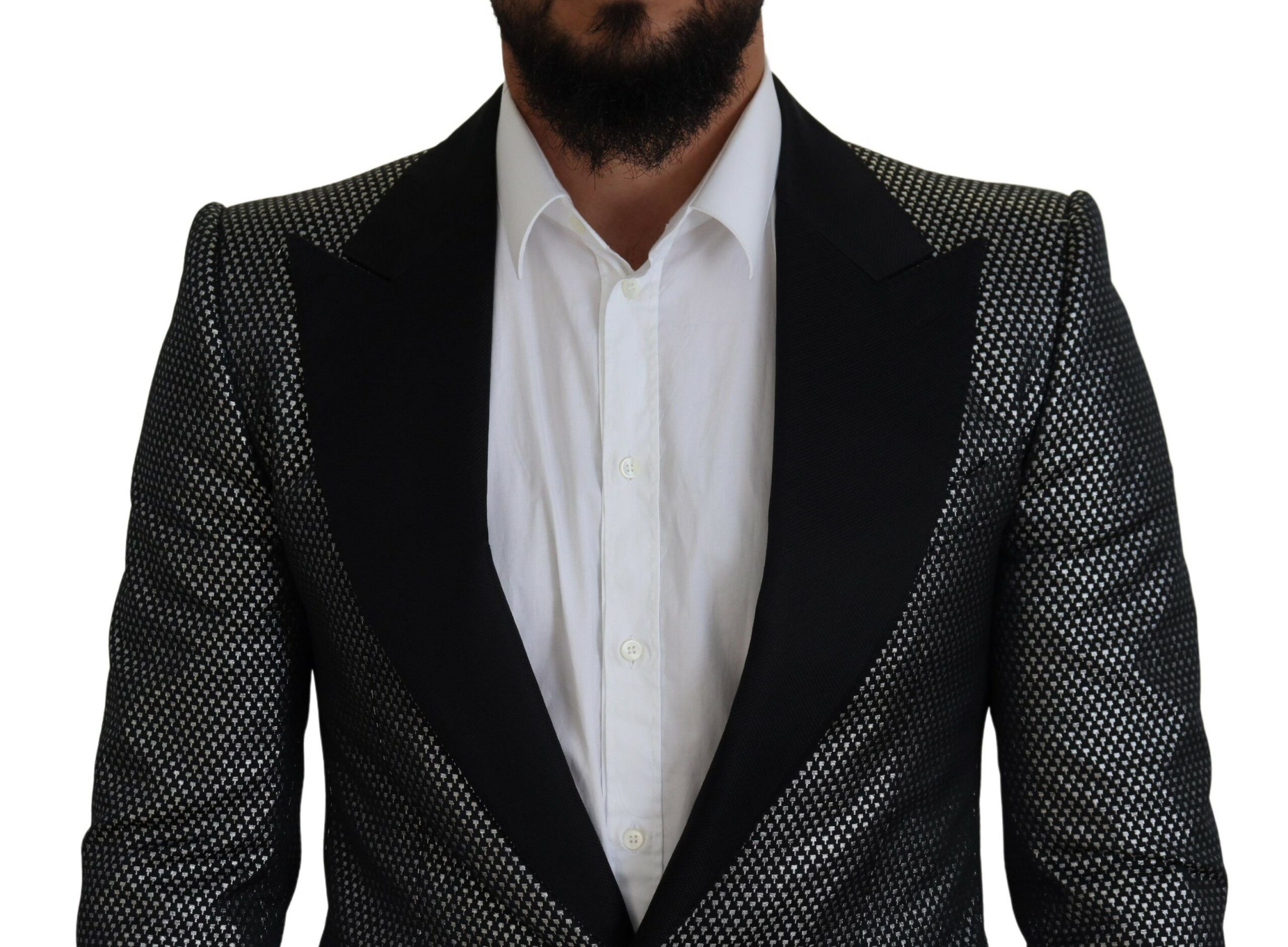 Silver Jacquard Slim Fit Jacket Men's Blazer - Dolce & Gabbana - Modalova