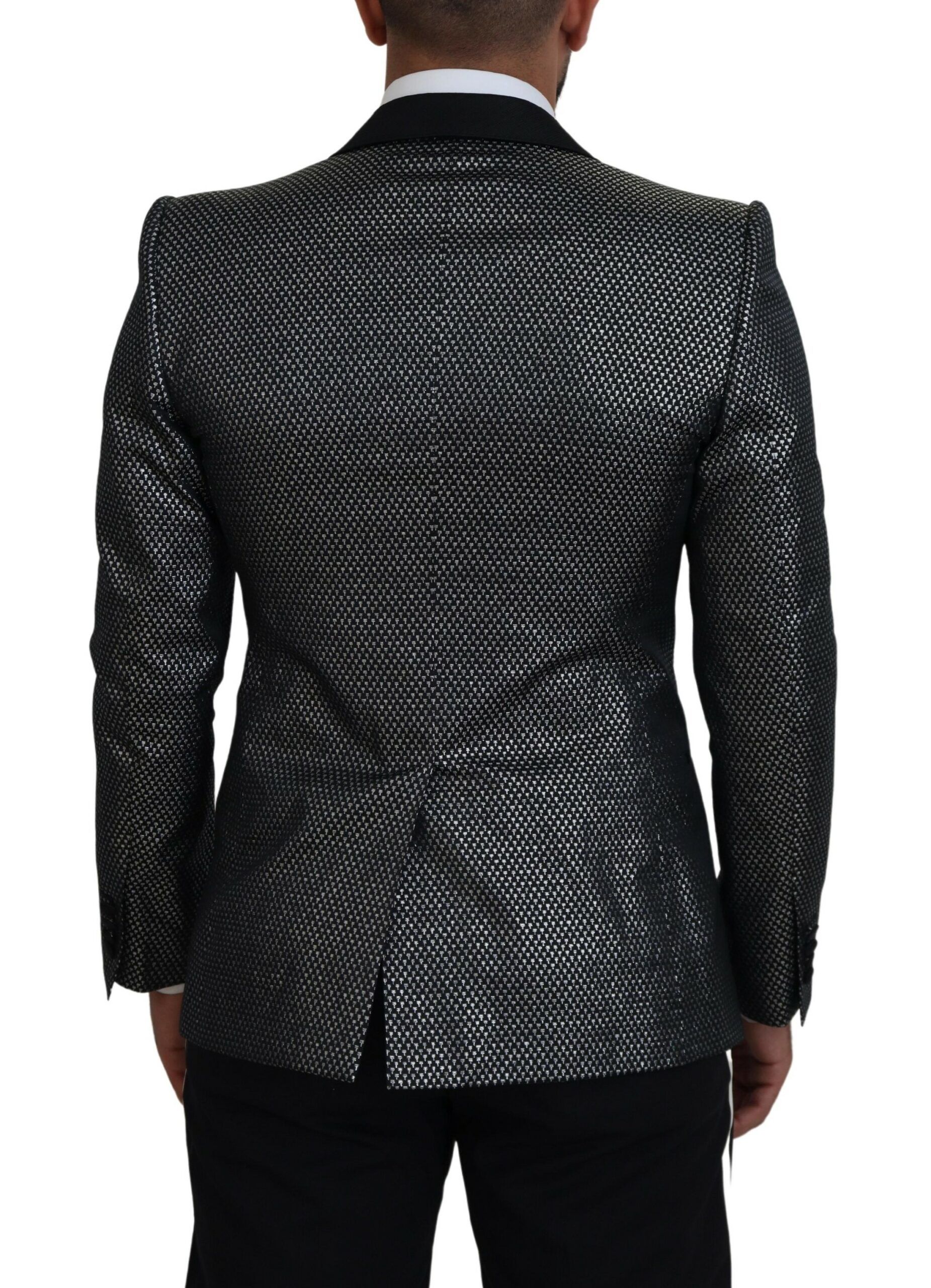 Silver Jacquard Slim Fit Jacket Men's Blazer - Dolce & Gabbana - Modalova
