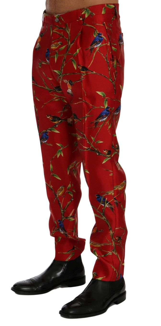 Silk Bird Print Dress Men's Pants - Dolce & Gabbana - Modalova