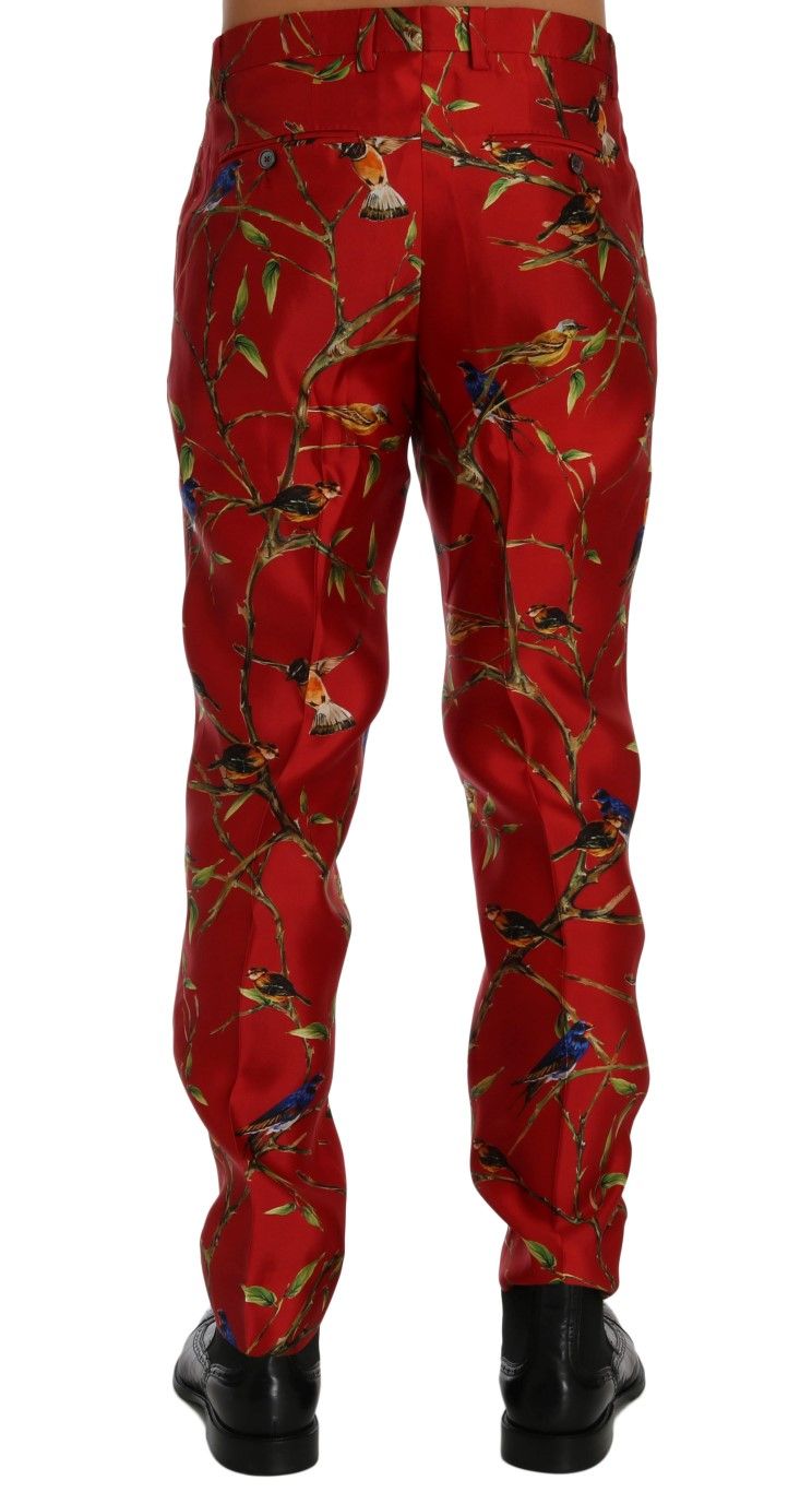 Silk Bird Print Dress Men's Pants - Dolce & Gabbana - Modalova