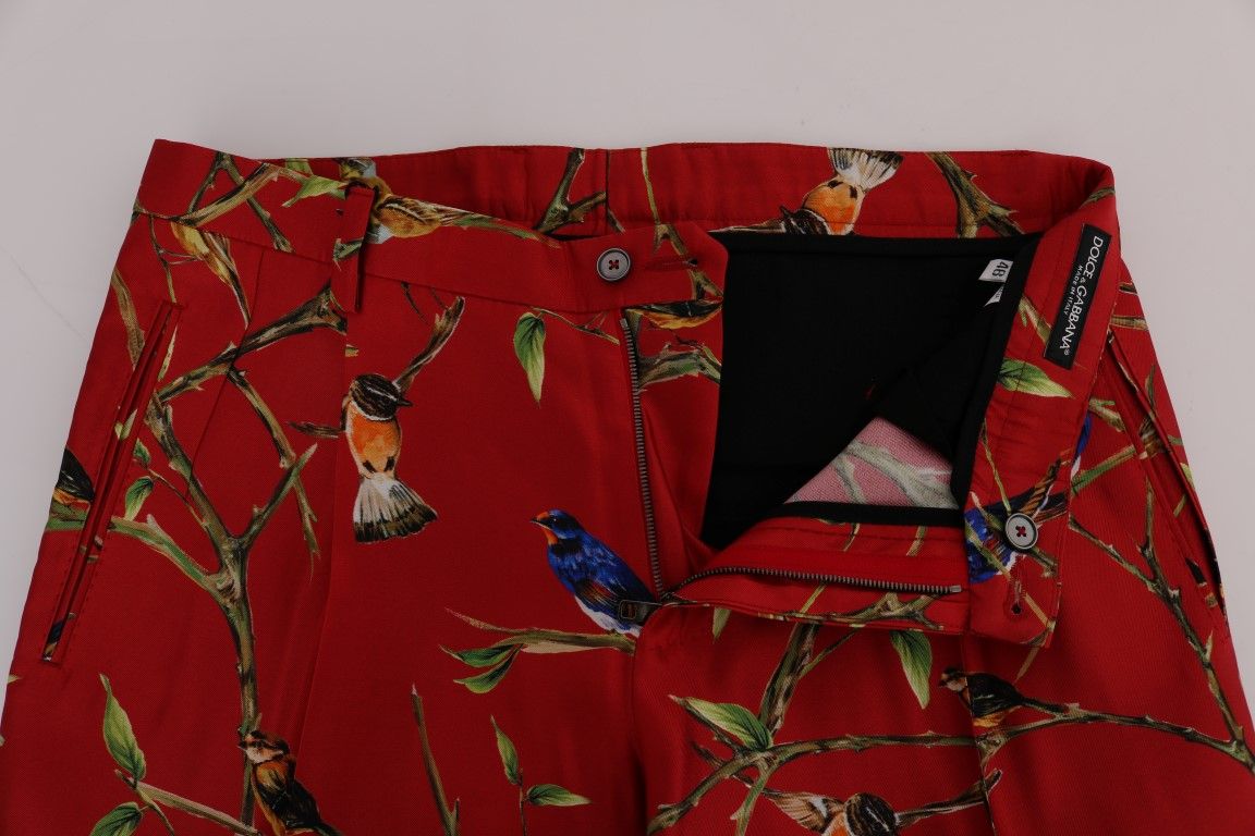 Silk Bird Print Dress Men's Pants - Dolce & Gabbana - Modalova