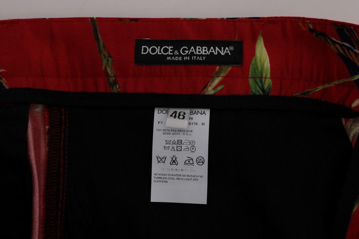 Silk Bird Print Dress Men's Pants - Dolce & Gabbana - Modalova