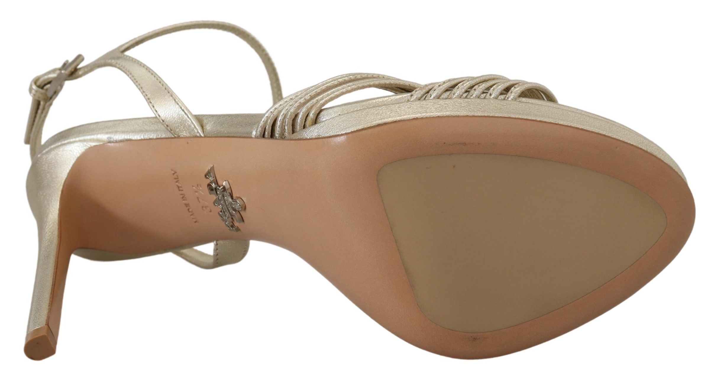 Gold Leather Women'ss Ankle Strap Heels Stiletto Women's Sandal - Prada - Modalova
