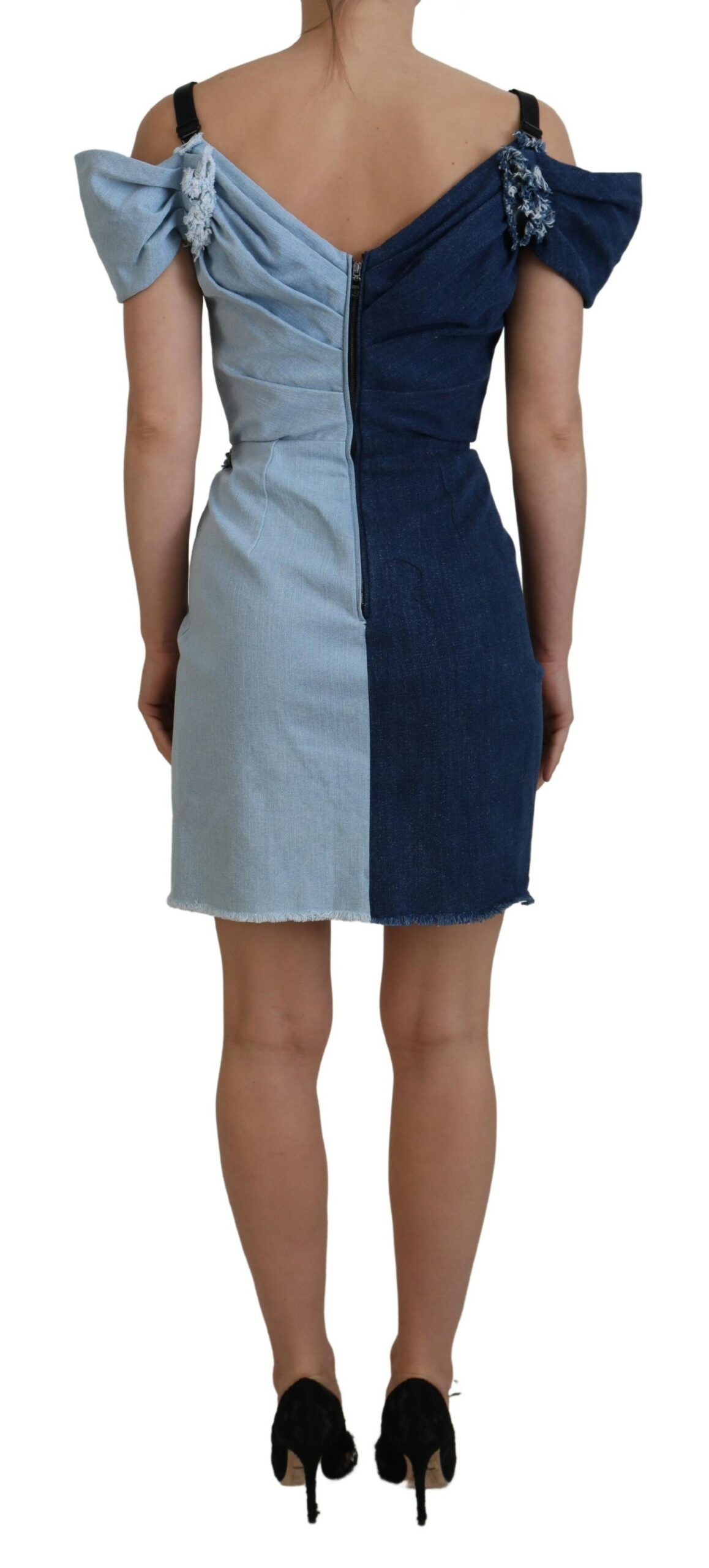 Two Tone Patchwork Denim Mini Women's Dress - Dolce & Gabbana - Modalova
