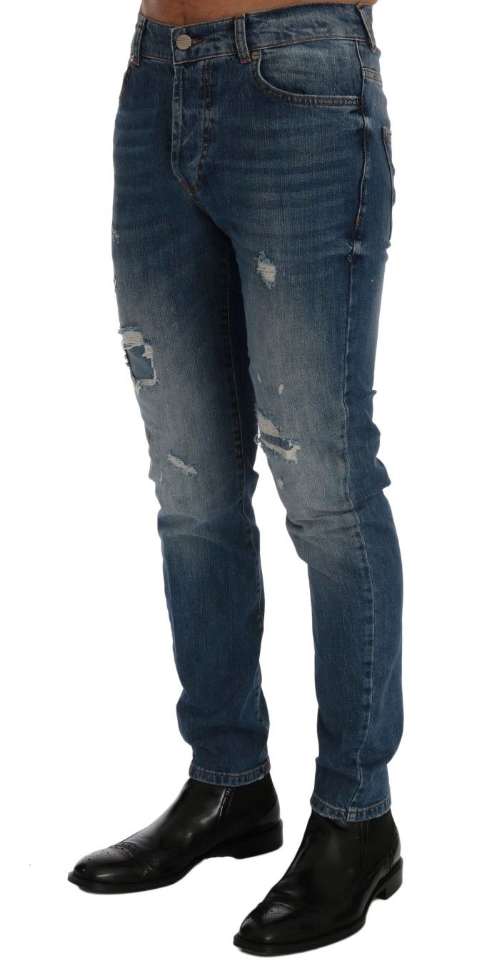 Wash Torn Dunfermile Slim Fit Men's Jeans - Frankie Morello - Modalova