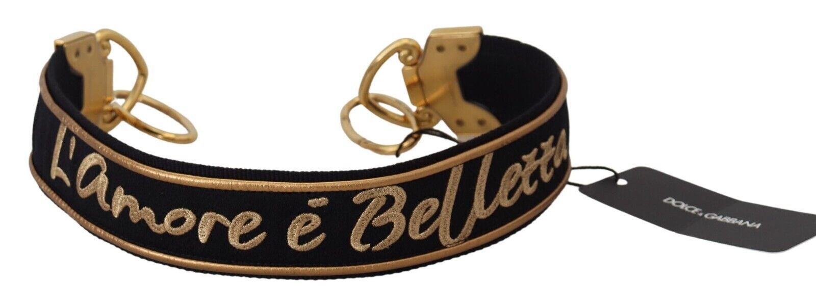 Black Gold Logo Print Brass Bag Shoulder Women's Strap - Dolce & Gabbana - Modalova