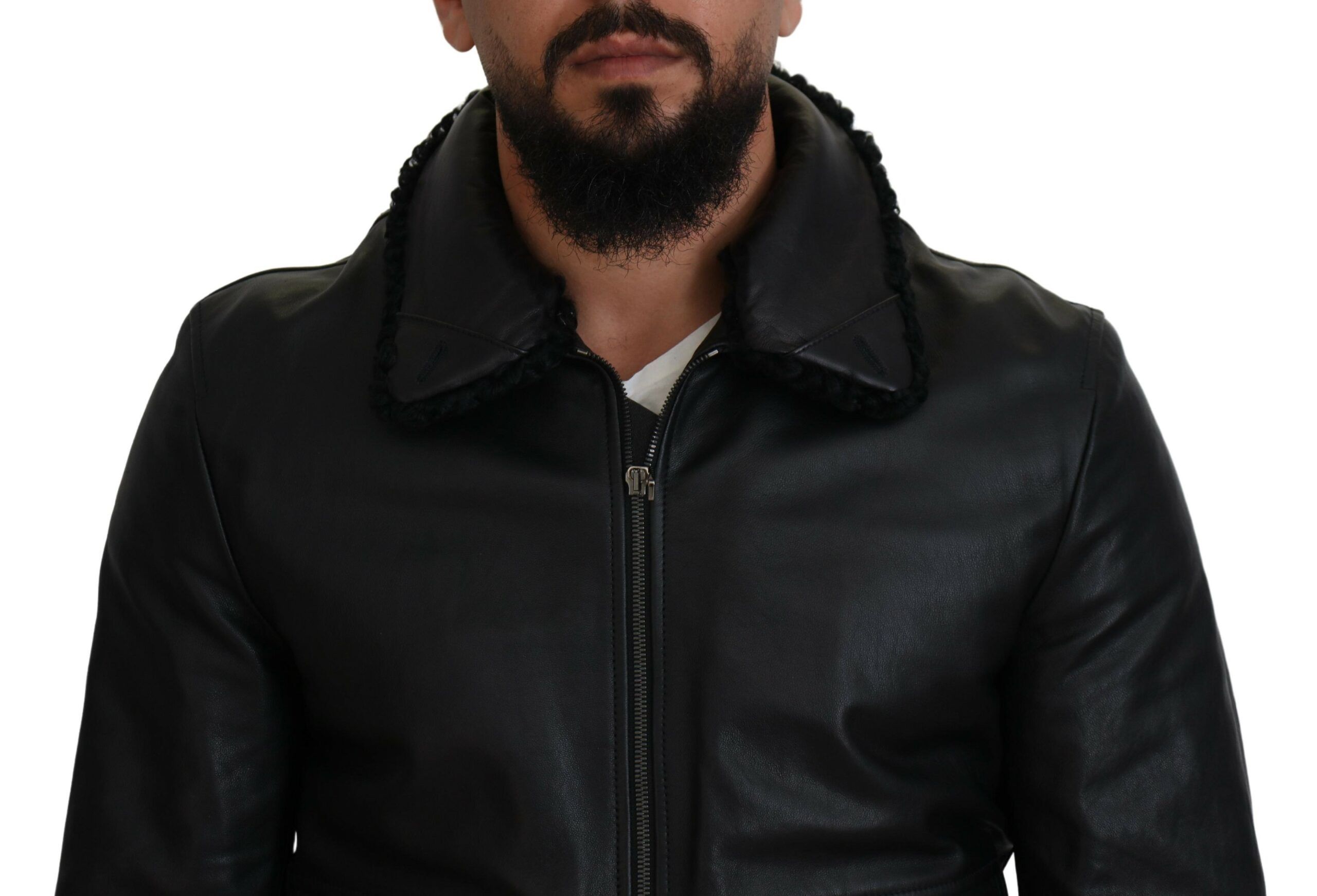 Lamb Leather Collared Men Coat Men's Jacket - Dolce & Gabbana - Modalova