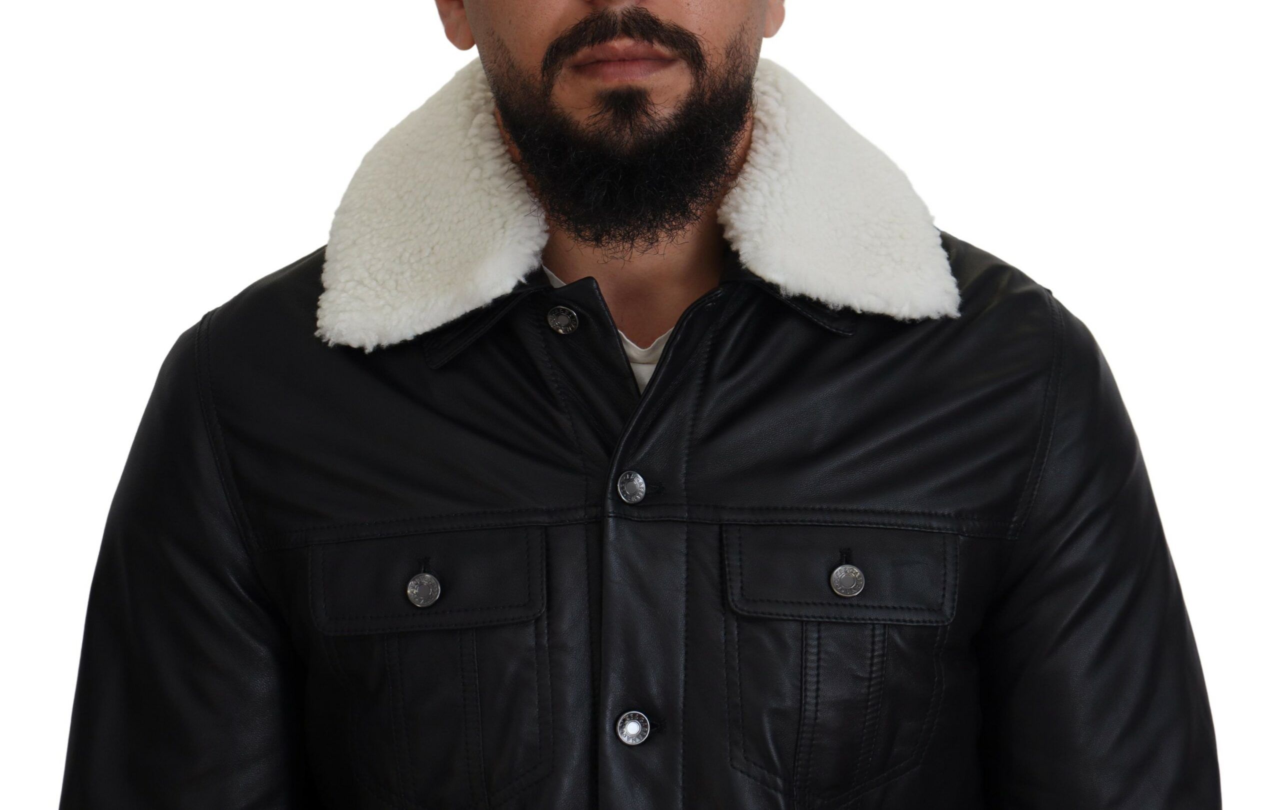 Lamb Leather Collared Men Coat Men's Jacket - Dolce & Gabbana - Modalova