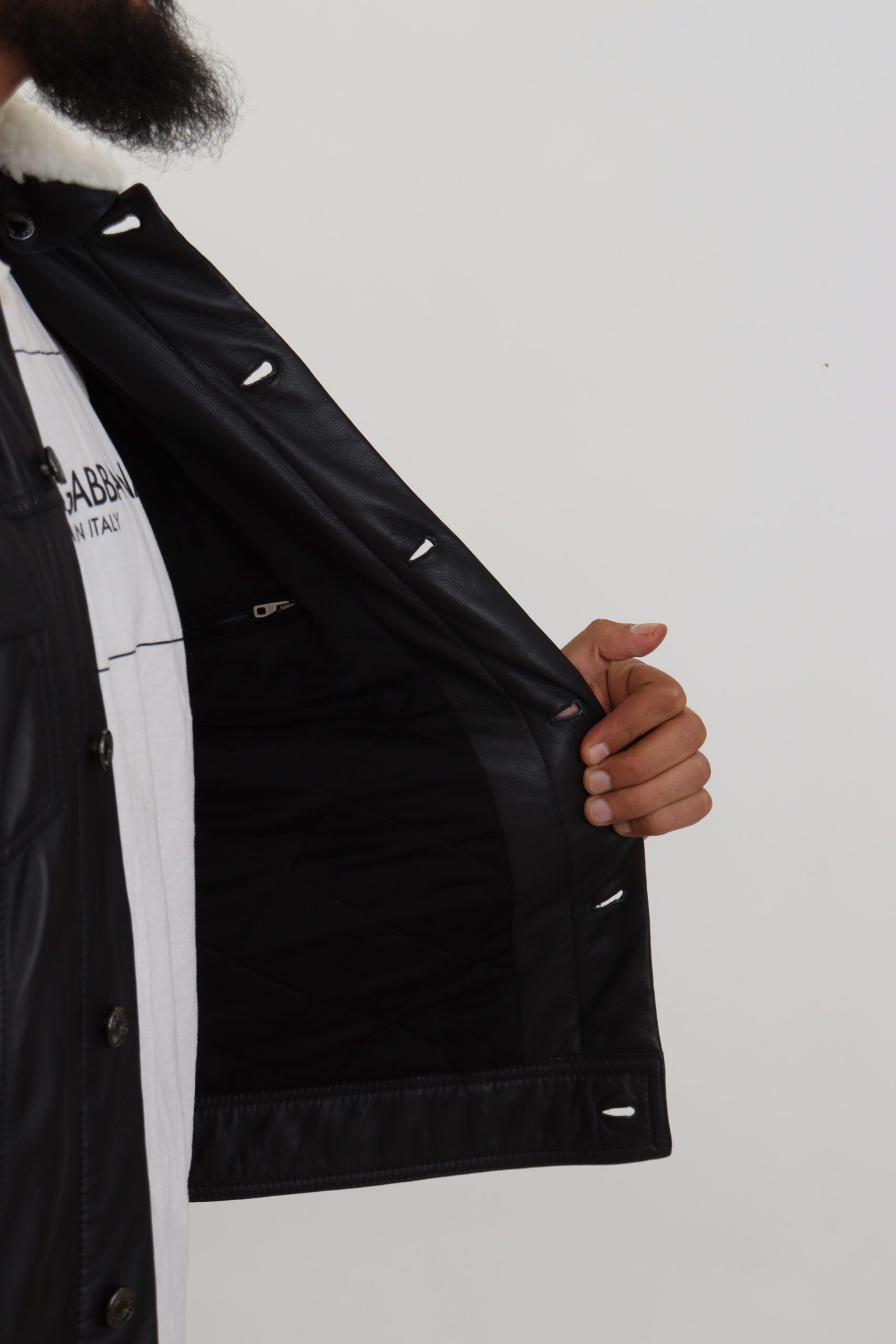 Lamb Leather Collared Men Coat Men's Jacket - Dolce & Gabbana - Modalova