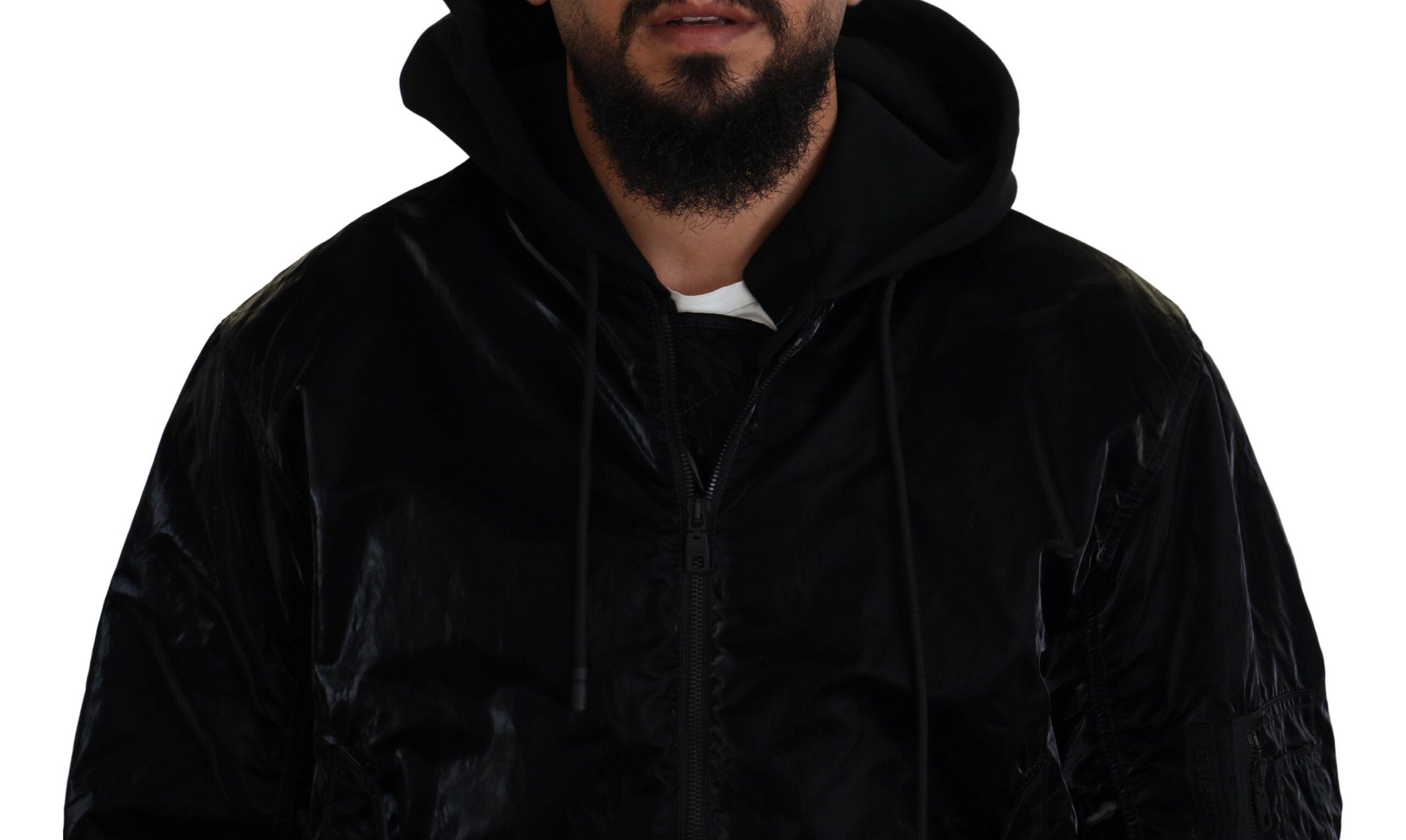 Nylon Hooded Full Zip Bomber Men's Jacket - Dolce & Gabbana - Modalova