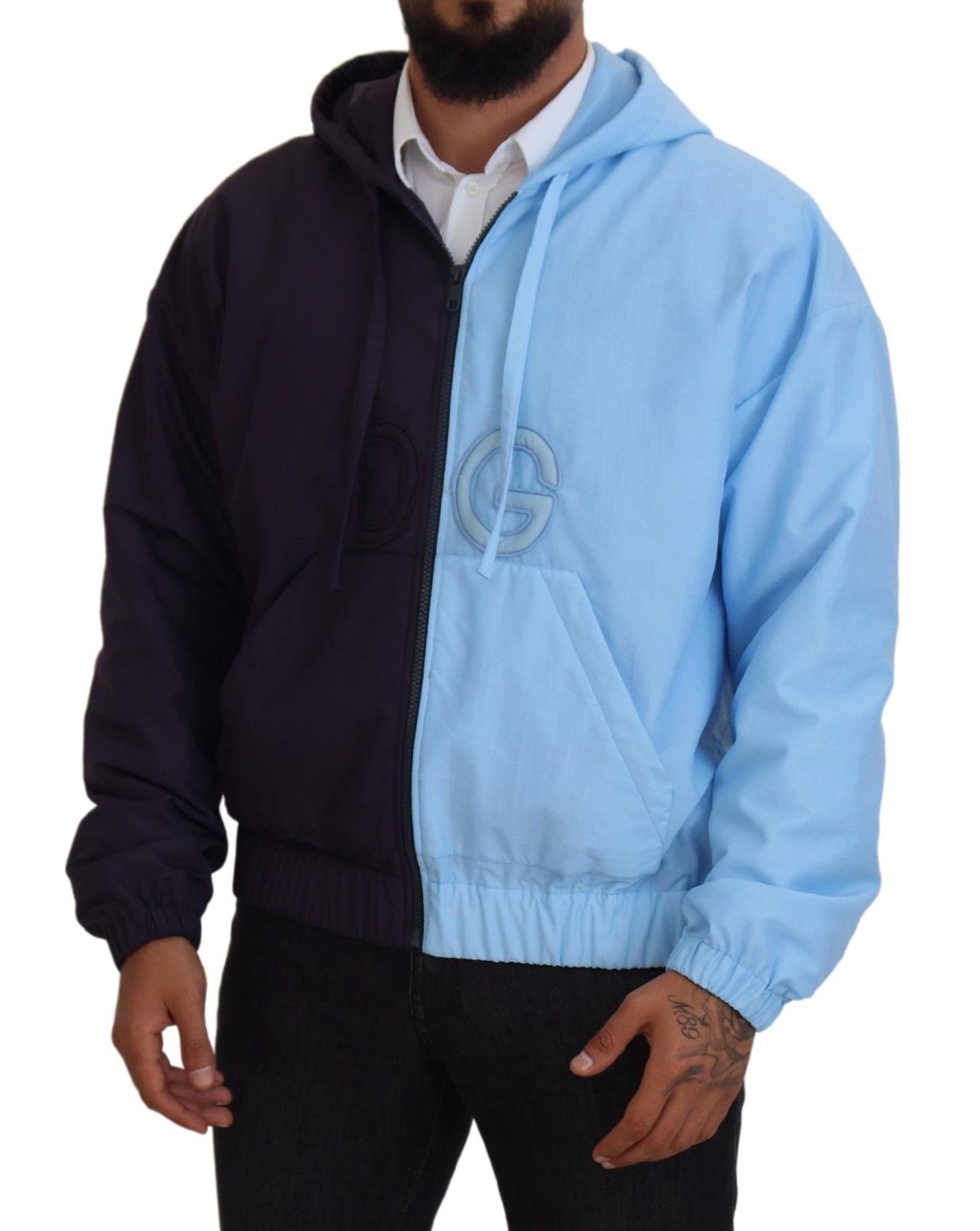 Black Blue DG Hooded Full Zip Men Men's Jacket - Dolce & Gabbana - Modalova