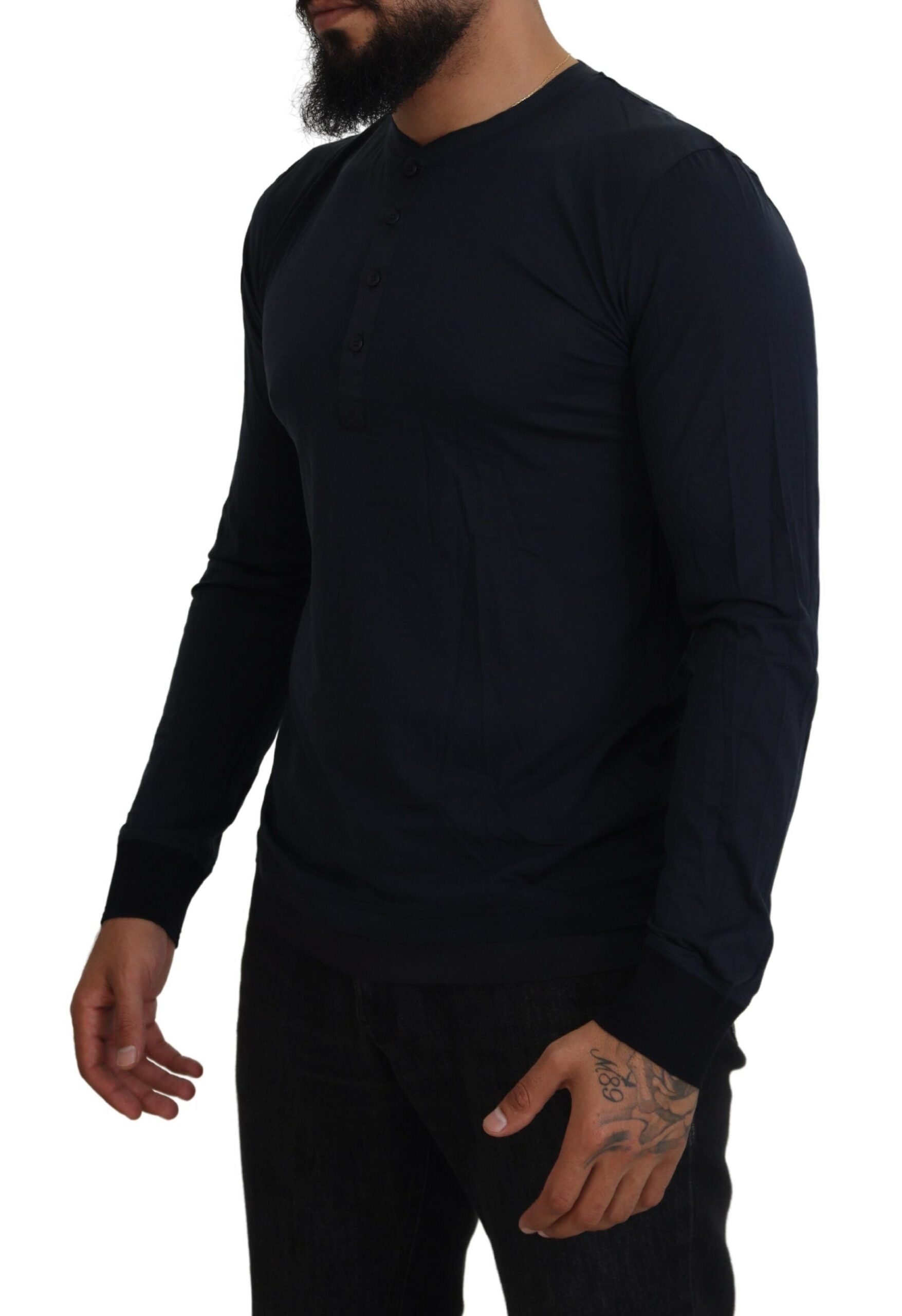 Cotton Button Crewneck Pullover Men's Sweater - Dolce & Gabbana - Modalova