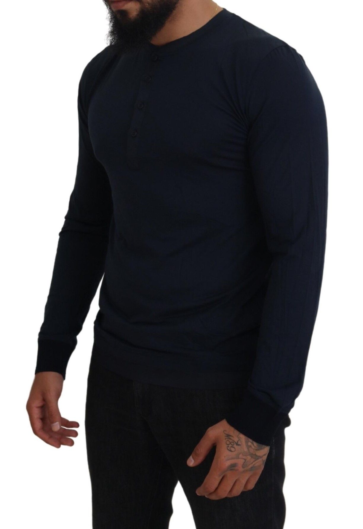 Cotton Button Crewneck Pullover Men's Sweater - Dolce & Gabbana - Modalova