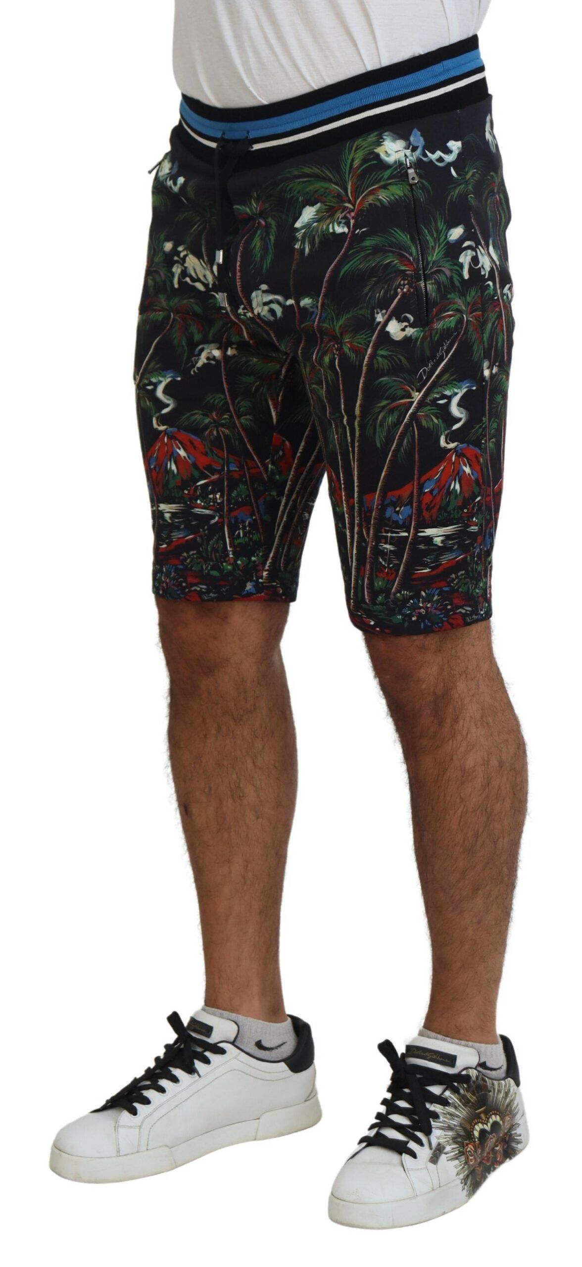 Cotton Volcano Print Casual Men's Shorts - Dolce & Gabbana - Modalova