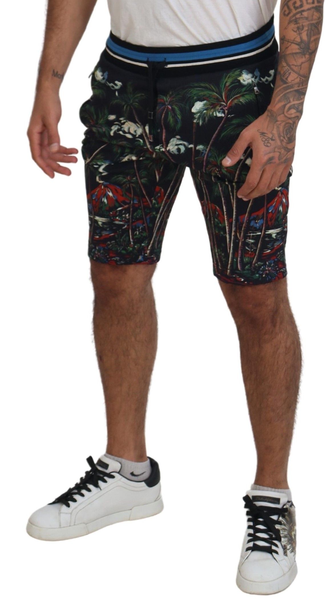 Cotton Volcano Print Casual Men's Shorts - Dolce & Gabbana - Modalova