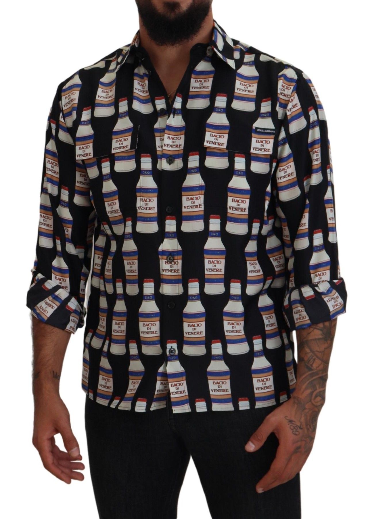 Silk Printed Collared Men Casual Men's Shirt - Dolce & Gabbana - Modalova