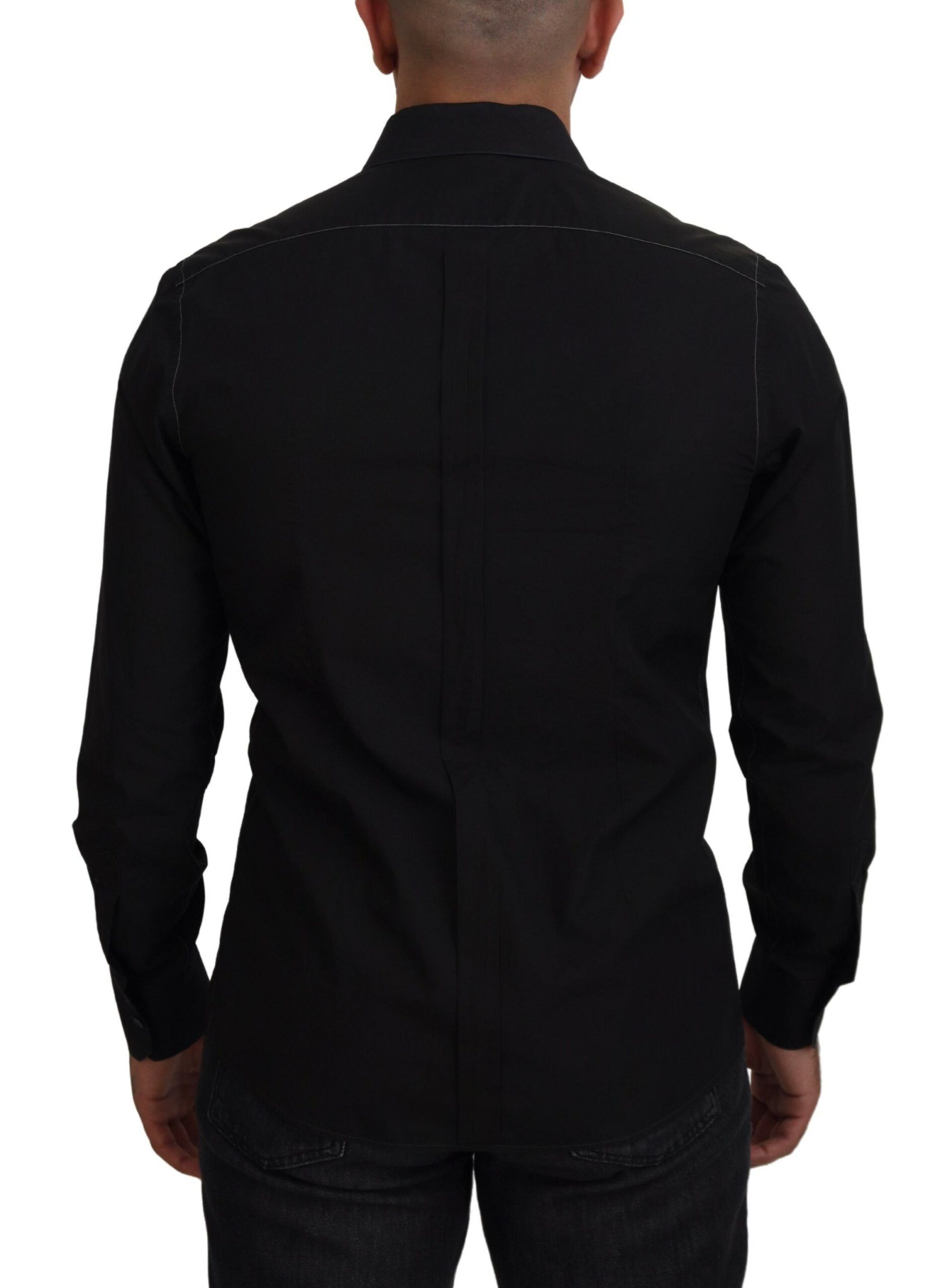 Cotton Collared Long Sleeve GOLD Men's Shirt - Dolce & Gabbana - Modalova