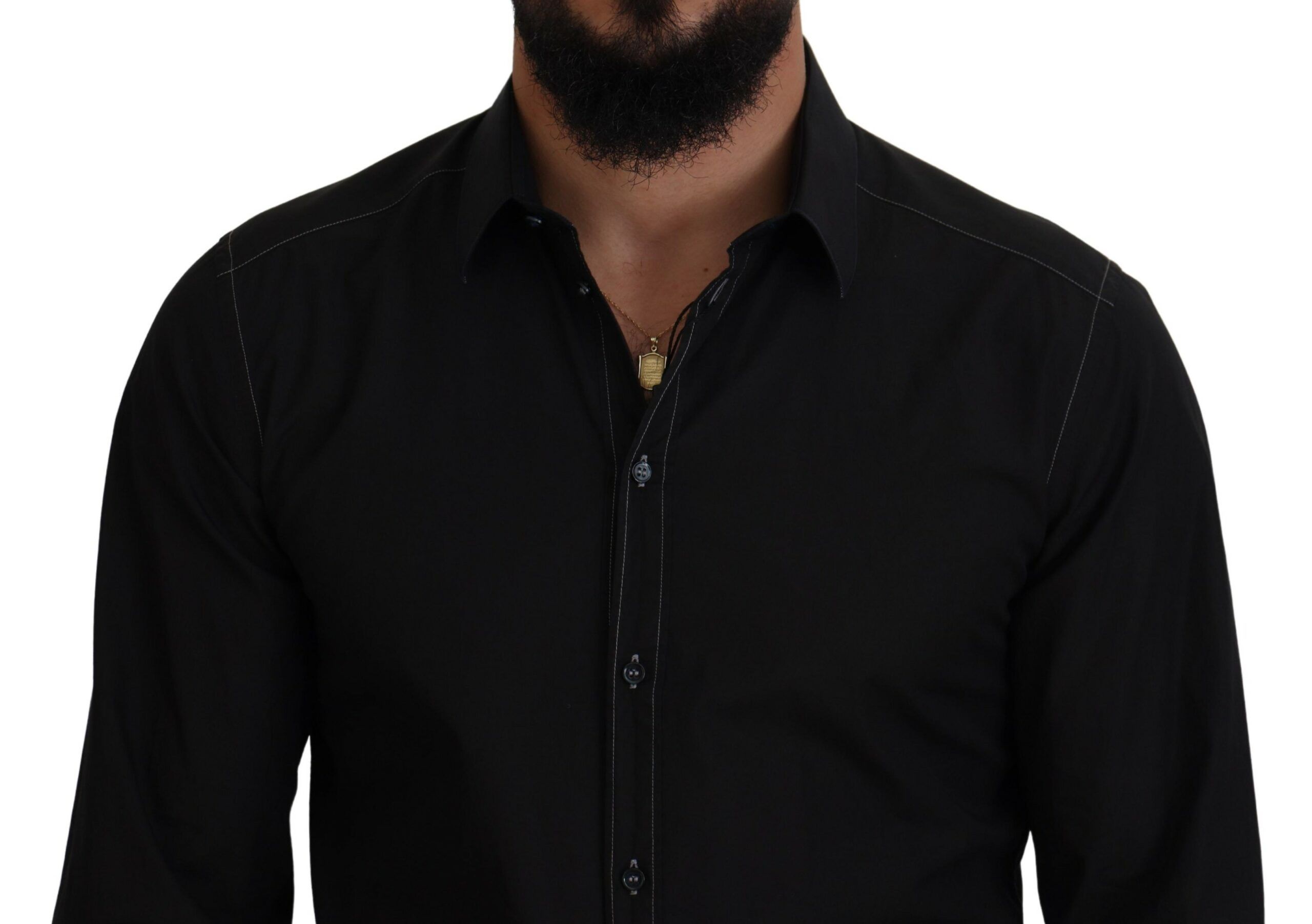 Cotton Collared Long Sleeve GOLD Men's Shirt - Dolce & Gabbana - Modalova