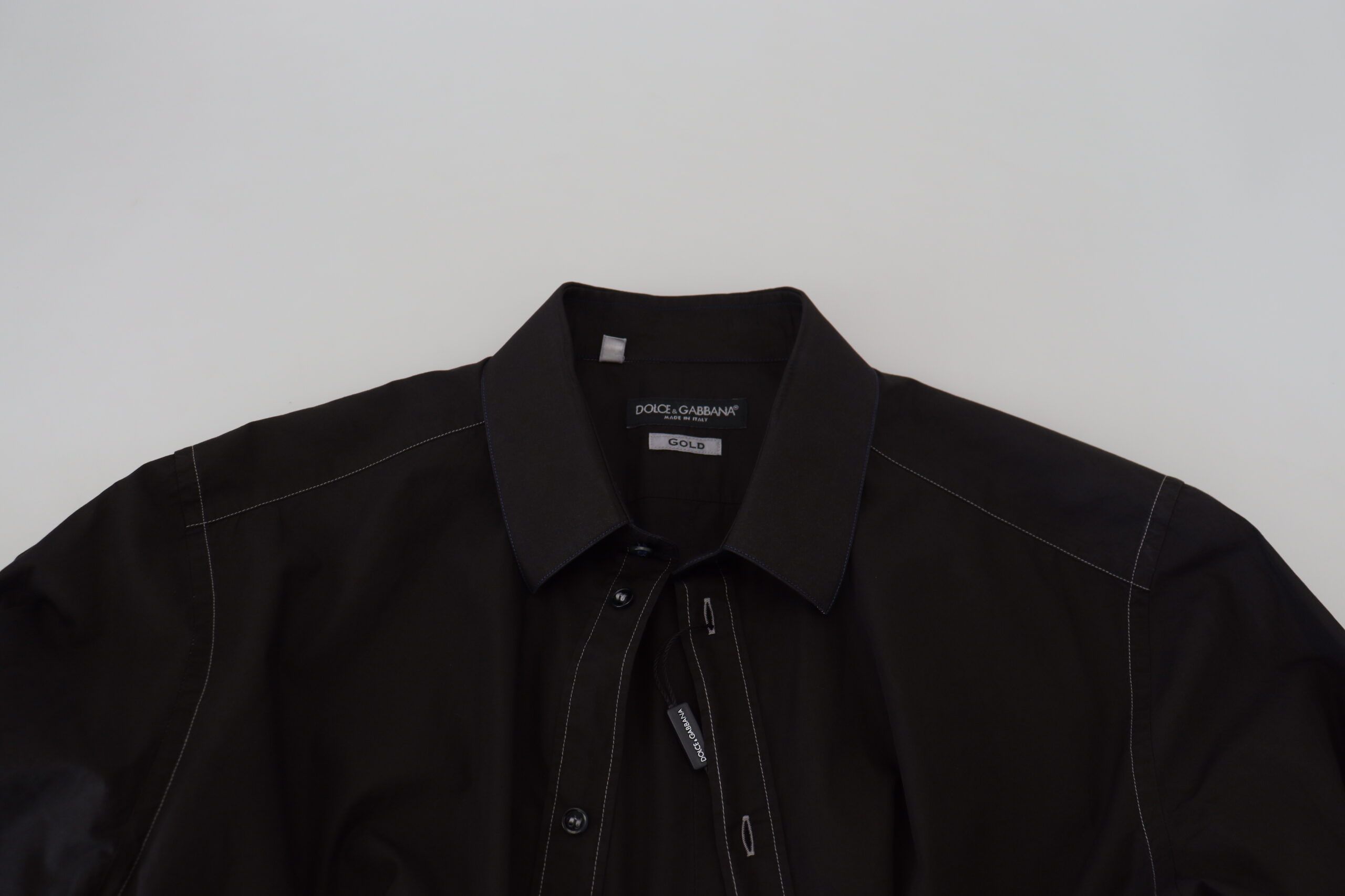 Cotton Collared Long Sleeve GOLD Men's Shirt - Dolce & Gabbana - Modalova