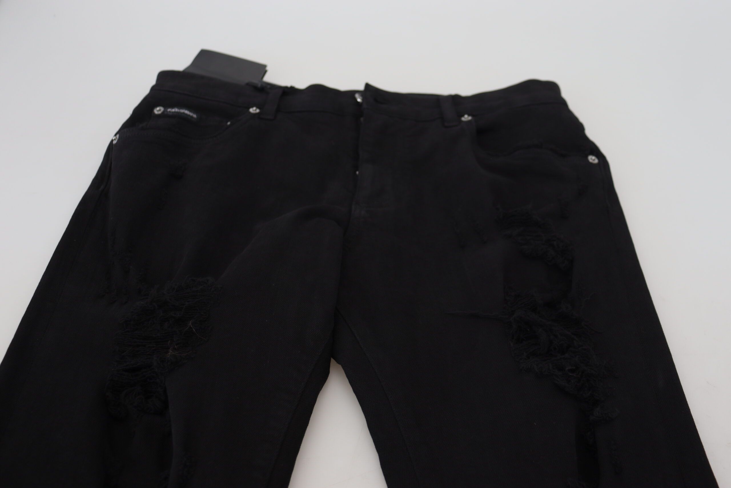 Slim Fit Tattered Denim Cotton Men's Jeans - Dolce & Gabbana - Modalova