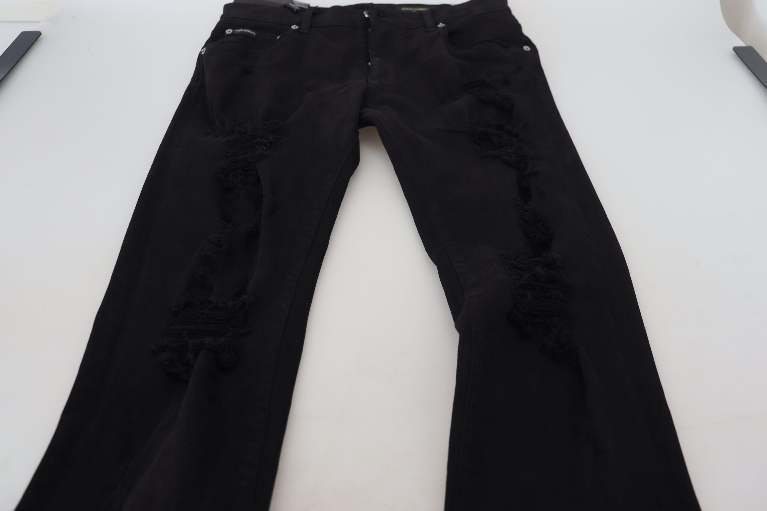 Slim Fit Tattered Denim Cotton Men's Jeans - Dolce & Gabbana - Modalova