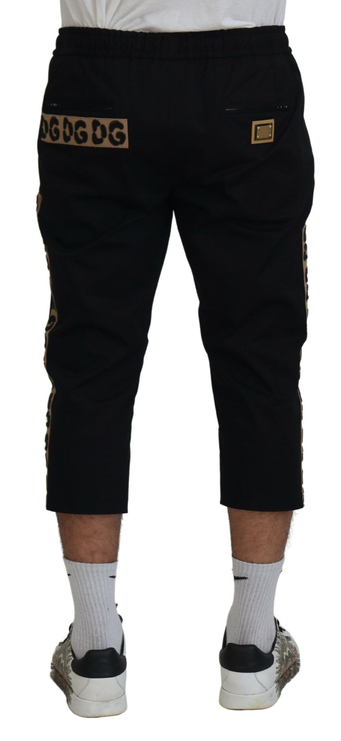 Cotton Elastic Waist DG Logo Cropped Men's Pants - Dolce & Gabbana - Modalova