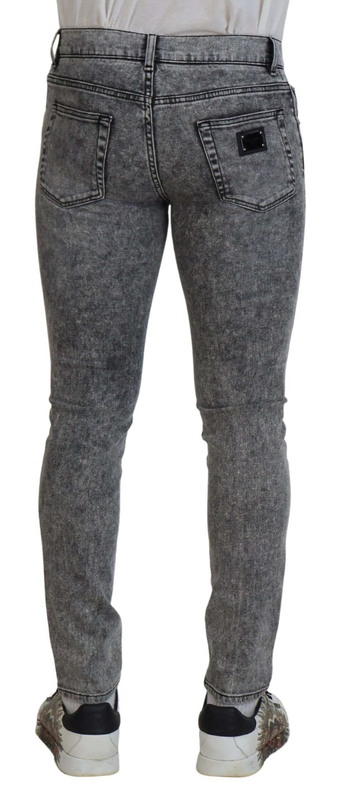 Grey Washed Cotton Slim Fit Men Denim Men's Jeans - Dolce & Gabbana - Modalova