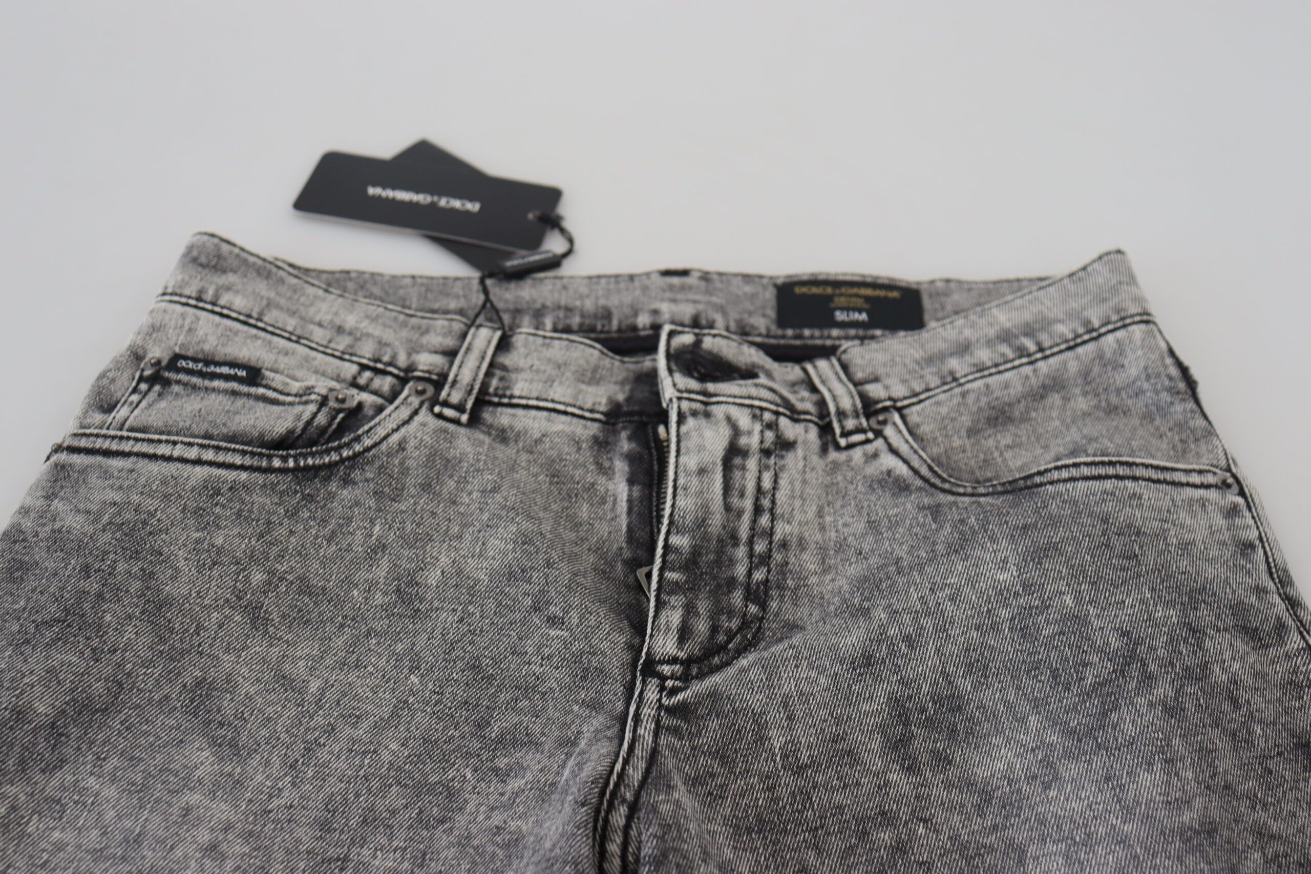 Grey Washed Cotton Slim Fit Men Denim Men's Jeans - Dolce & Gabbana - Modalova