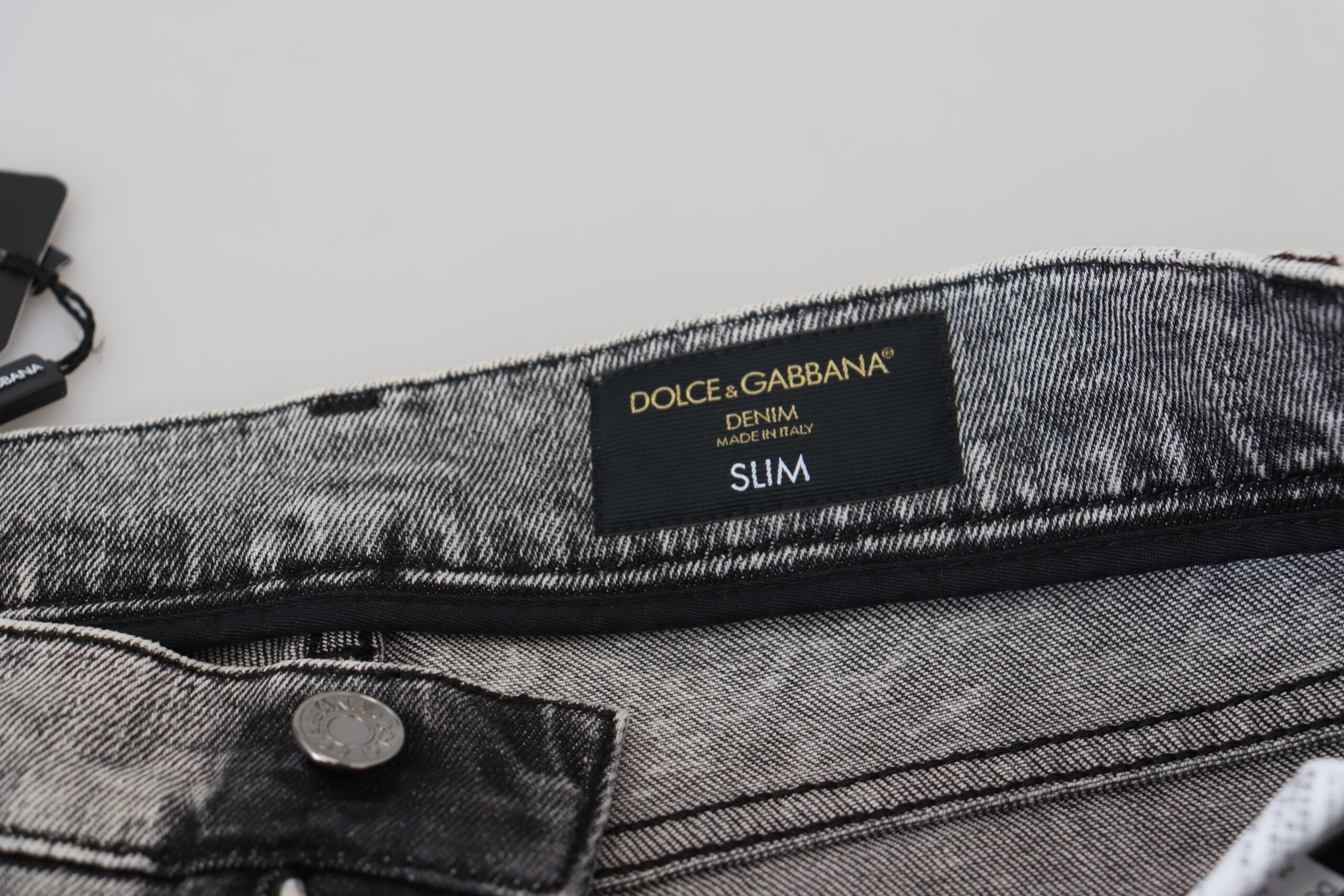 Grey Washed Cotton Slim Fit Men Denim Men's Jeans - Dolce & Gabbana - Modalova